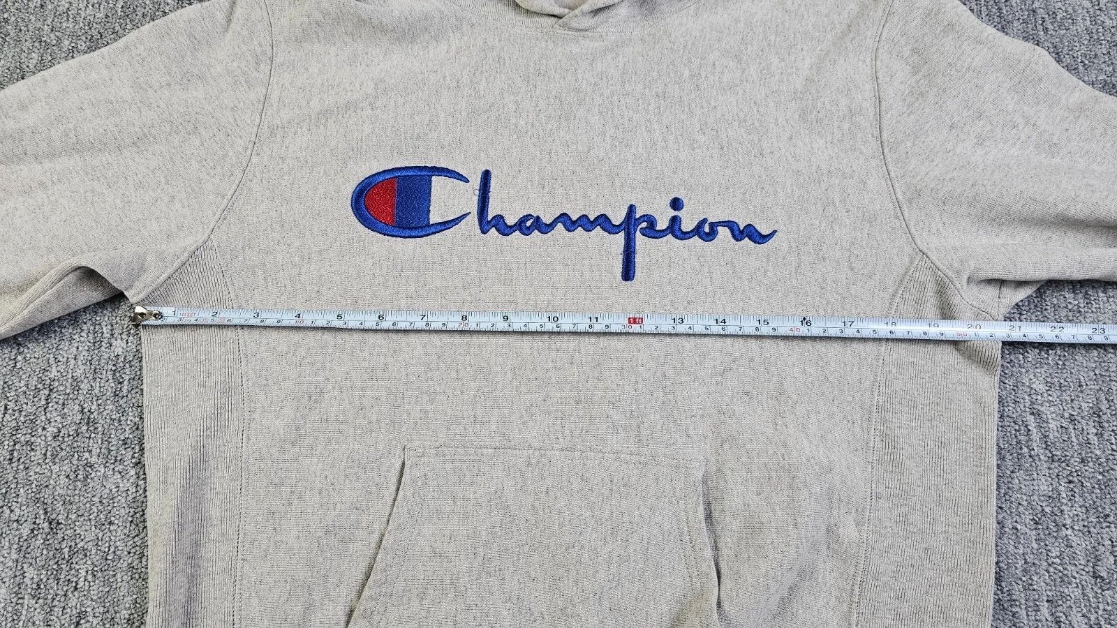 Carhartt Champion Reverse Weave Script Hoodie Gray Hooded Men M Size US M / EU 48-50 / 2 - 10 Thumbnail