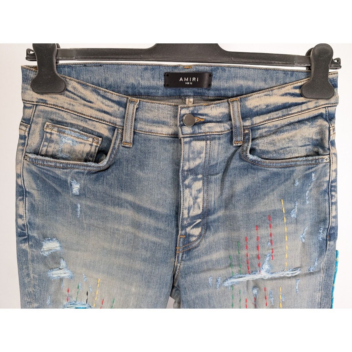 Amiri o1rshd1 Quilted Artpatch Jeans in Clay Indigo Size US 32 / EU 48 - 11 Thumbnail
