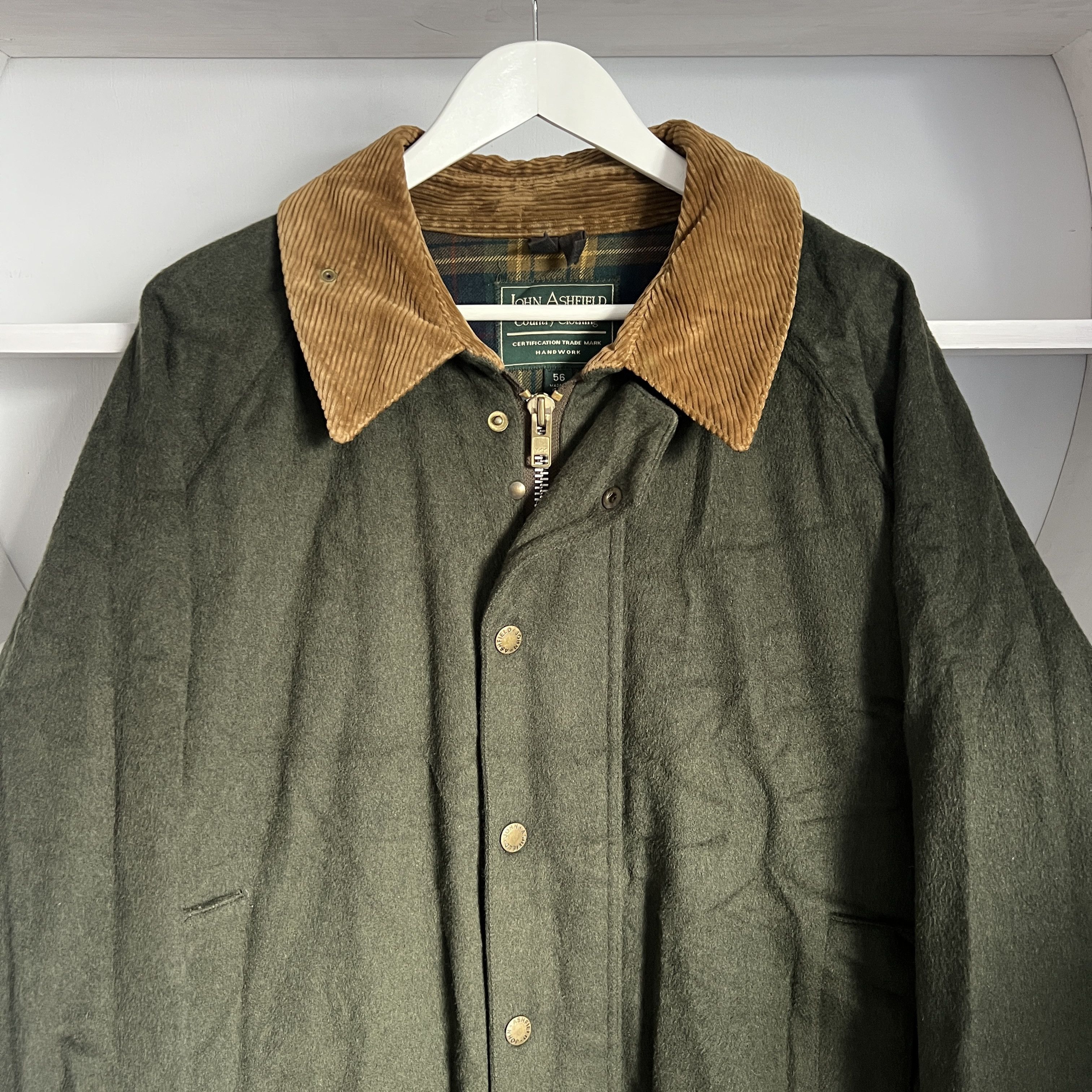 Barbour VINTAGE Men's JOHN ASHFIELD Wool Hunting Green Jacket Size US XL / EU 56 / 4 - 6 Thumbnail