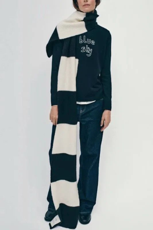Bella Freud Striped wool mohair b&w Xlong scarf Size ONE SIZE - 12 Thumbnail