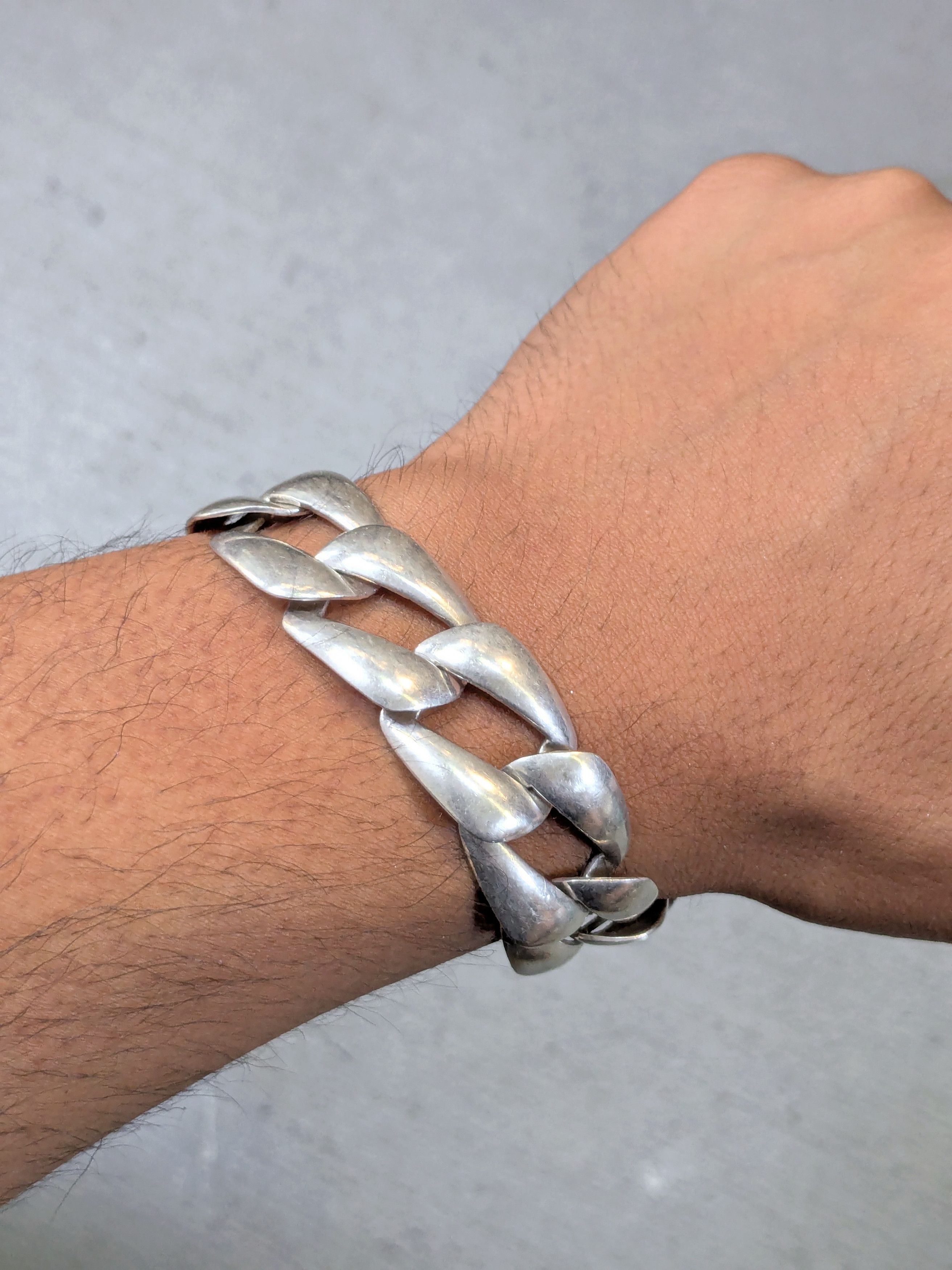 Jewelry Vintage Sterling Silver Bracelet Cuban Curb 8.25 Mexico Size ONE SIZE - 1 Thumbnail