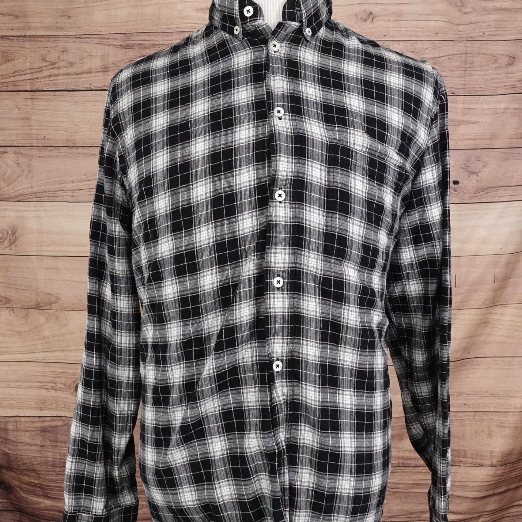 Billy Reid VINTAGE Billy Reid Shirt Mens L Black Plaid Long Sleeve Button-Up Standard Fit Size US L / EU 52-54 / 3 - 3 Thumbnail