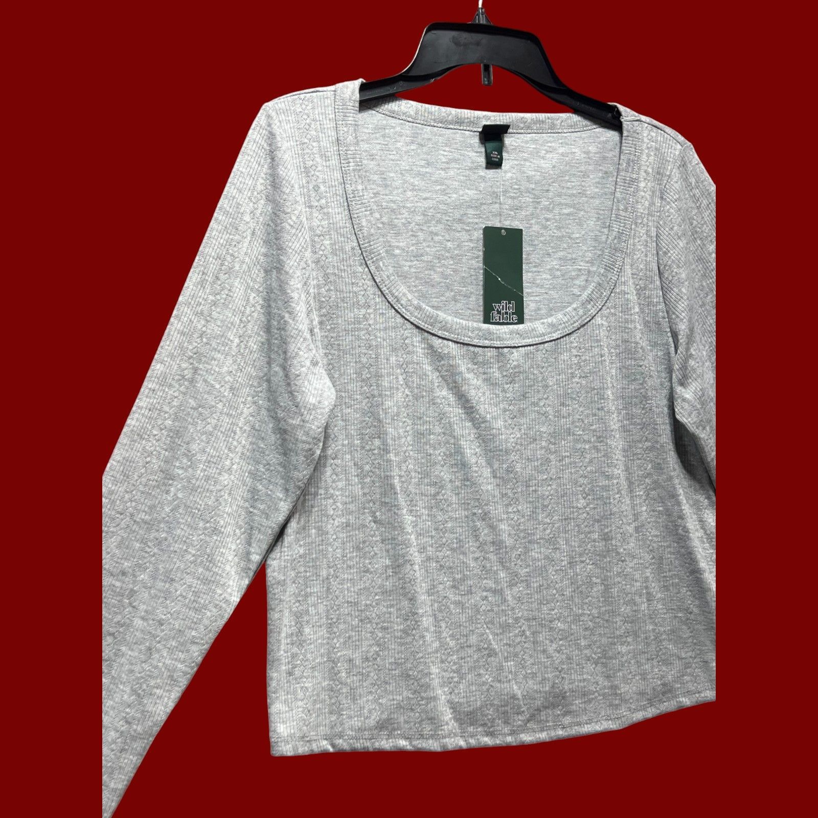 Other Wild Fable - Women's Long Sleeve Pointelle T-Shirt - Gray - Size XXL / US 16-18 / IT 52-54 - 12 Thumbnail