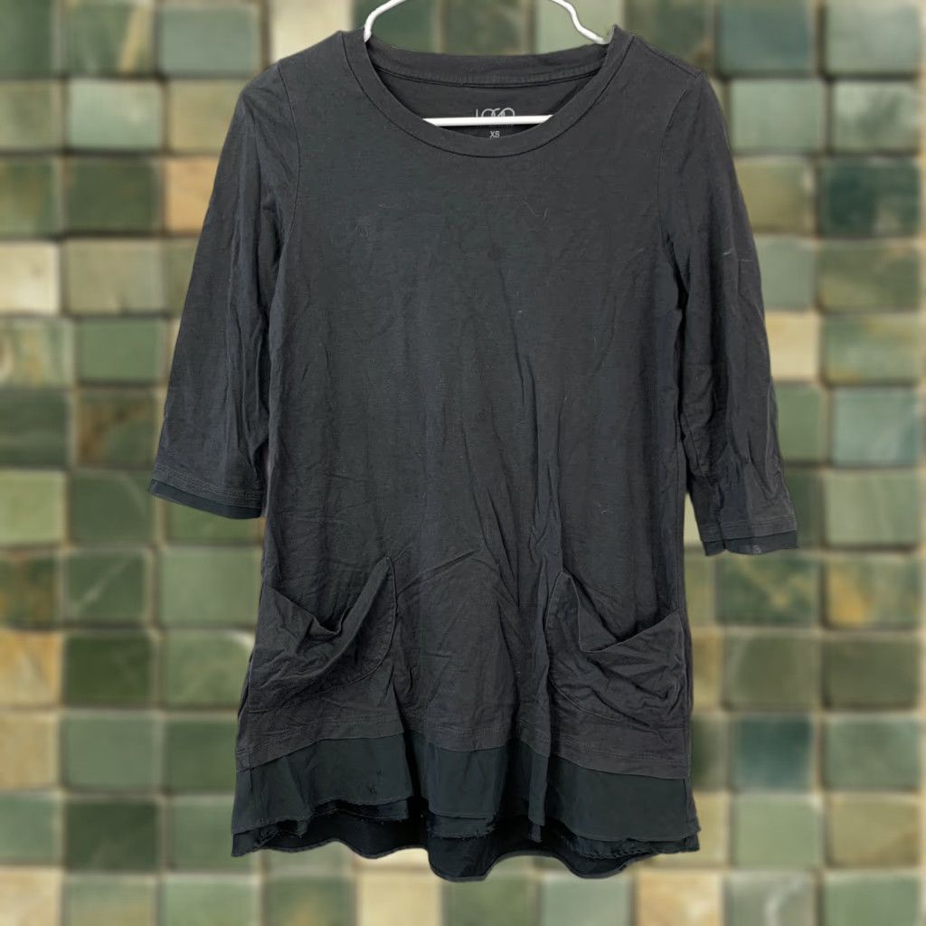 Vintage VINTAGE LOGO Lori Goldstein Women's Tunic Top Shirt XS Gray Cotton Modal Layered Midi 3/4 Sleeve Raglan Pockets Size XS / US 0-2 / IT 36-38 - 1 Thumbnail