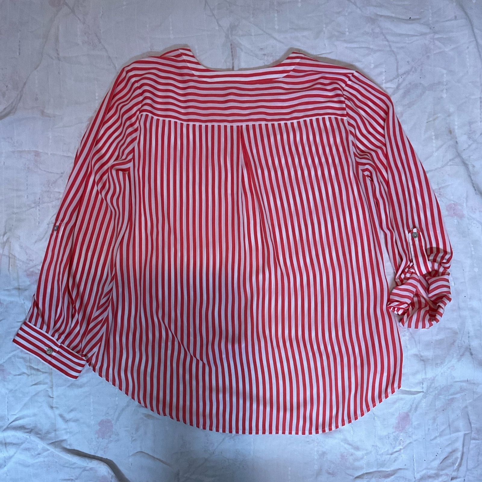 Chicos Chicos Blouse Womens Size 2 Large Coral White Stripe Size L / US 10 / IT 46 - 19 Thumbnail