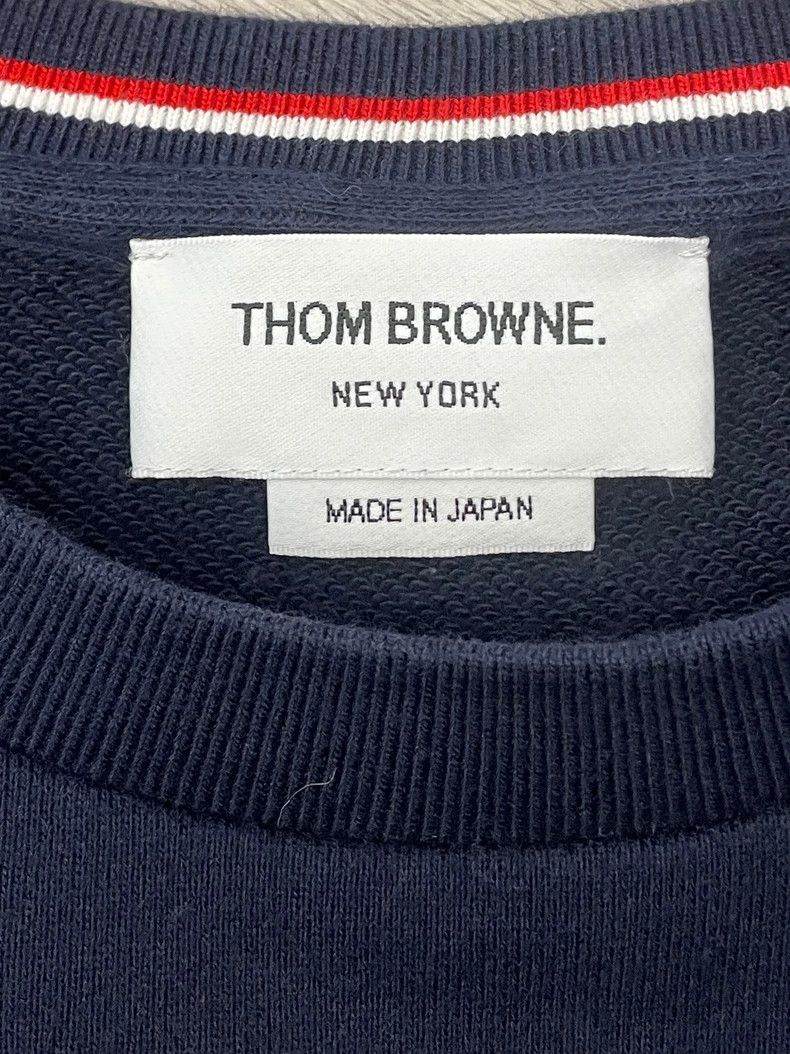 Thom Browne Thom browne Dark blue four-striped round-neck sweatshirt 25 Size US XS / EU 42 / 0 - 5 Thumbnail