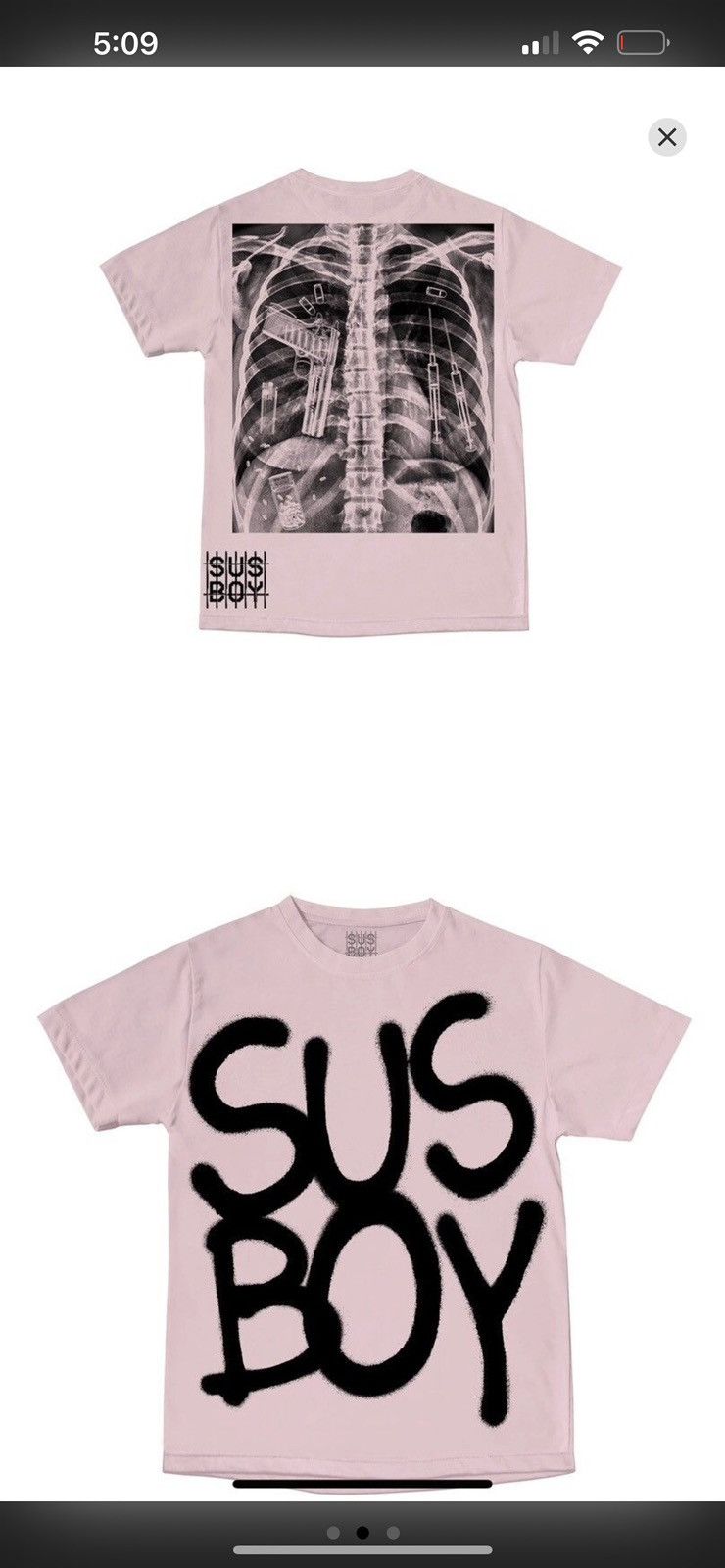 Sus Boy Sus Boy Ribcage OG Pink Tee XL Lil Peep GBC TSA Susboy Size US XL / EU 56 / 4 - 5 Thumbnail