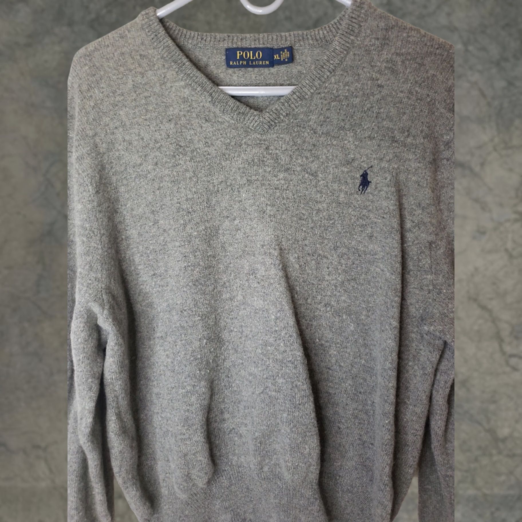 Polo Ralph Lauren Polo Ralph Lauren Sweater Mens XL Gray Wool V Neck Pullover Sweatshirt Size US XL / EU 56 / 4 - 1 Thumbnail