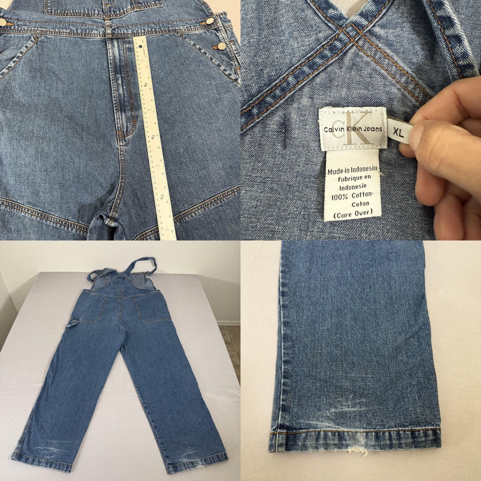 Calvin Klein VINTAGE Calvin Klein Jeans Overalls Mens XL Blue Denim Bib Carpenter Pants 90s Size US 36 / EU 52 - 9 Thumbnail