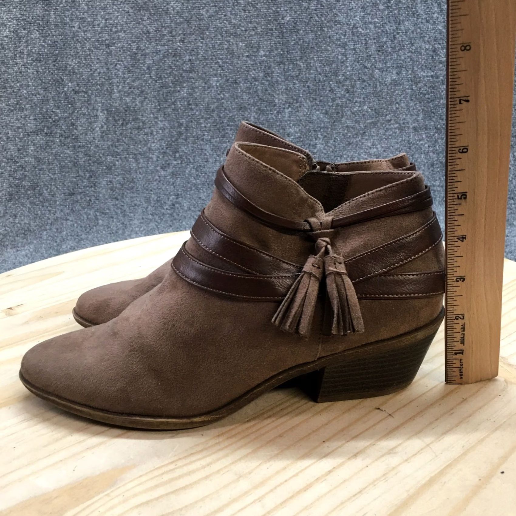 Vintage Life Stride Paloma Boots Womens 9.5 M Ankle Booties Brown Fabric Side Zip Boots Size US 10 / IT 40 - 7 Thumbnail