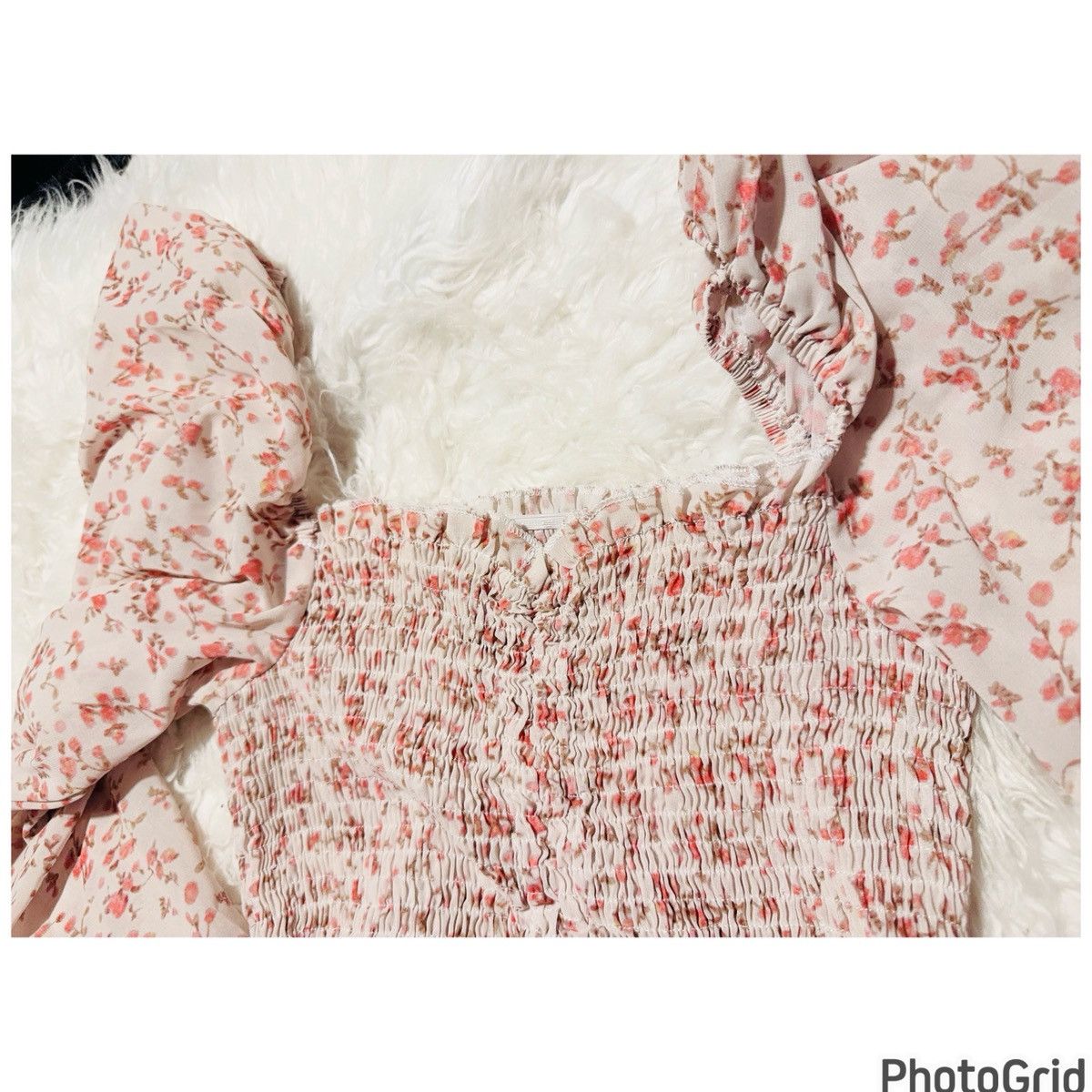 PRINCESS POLLY Princess Polly Floral Puff Sleeve Dress Size L / US 10 / IT 46 - 8 Thumbnail