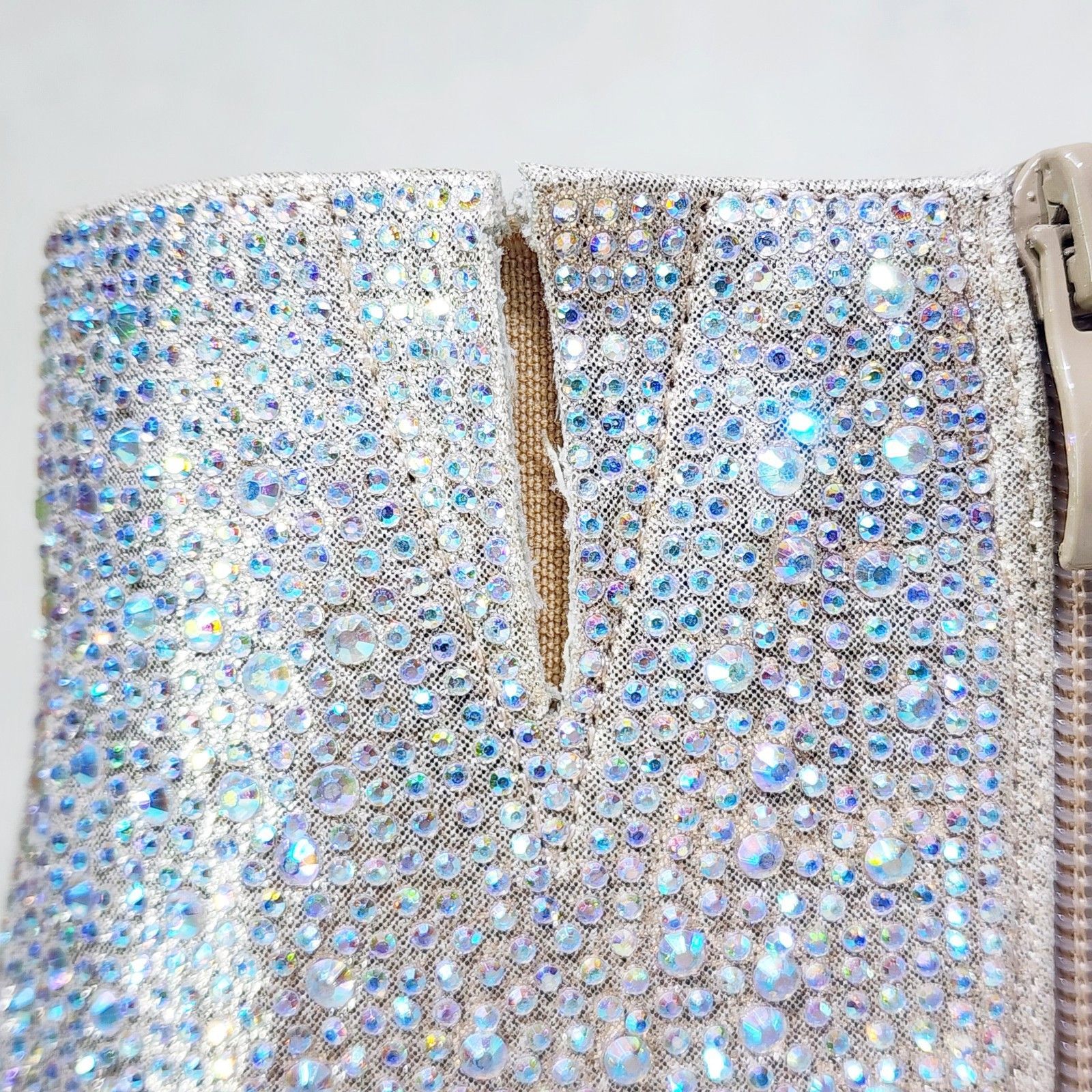 Other Gold Rhinestone Knee Boots 2.5" Kitten Heels Wide Friendly Size US 9 / IT 39 - 5 Thumbnail