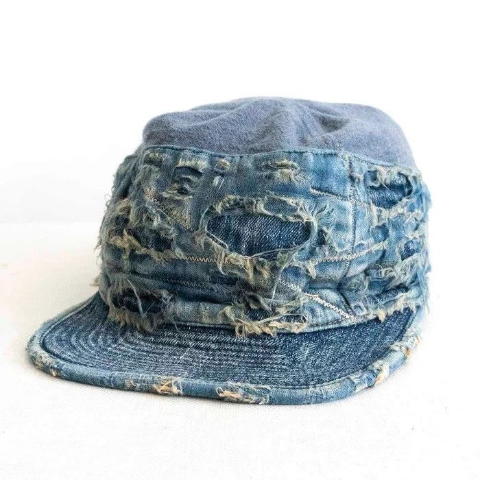 Kapital Old man and the sea Boro Patchwork Trashed Conductor hat Size ONE SIZE - 4 Thumbnail