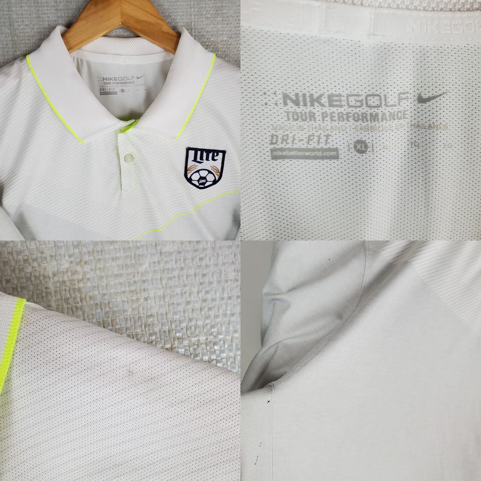 Nike NIKE GOLF Polo Shirt XL Mens White Tour Performance Short Sleeve Shirt Soccer Miller Lite Size US XL / EU 56 / 4 - 8 Thumbnail