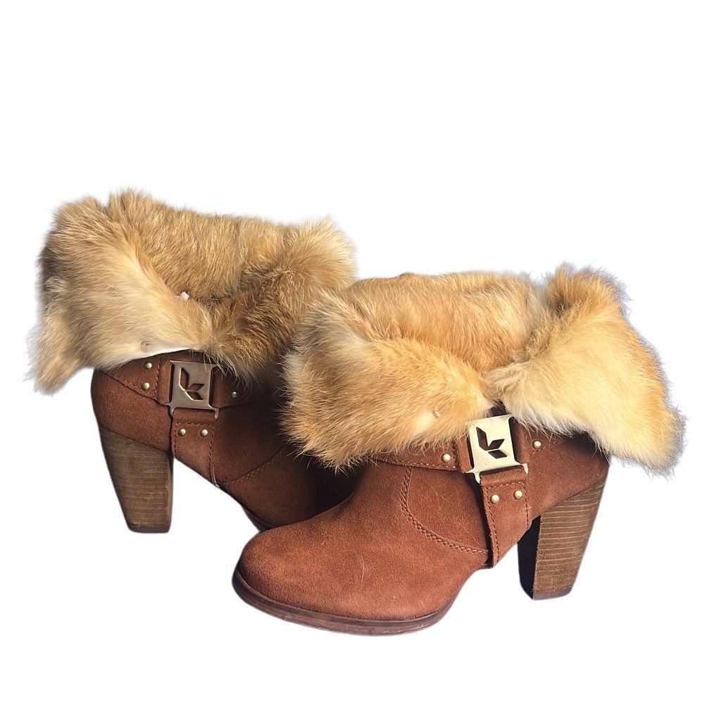 Ugg Koolaburra by Ugg Karlee Suede Fur Booties Size US 6 / IT 36 - 6 Thumbnail