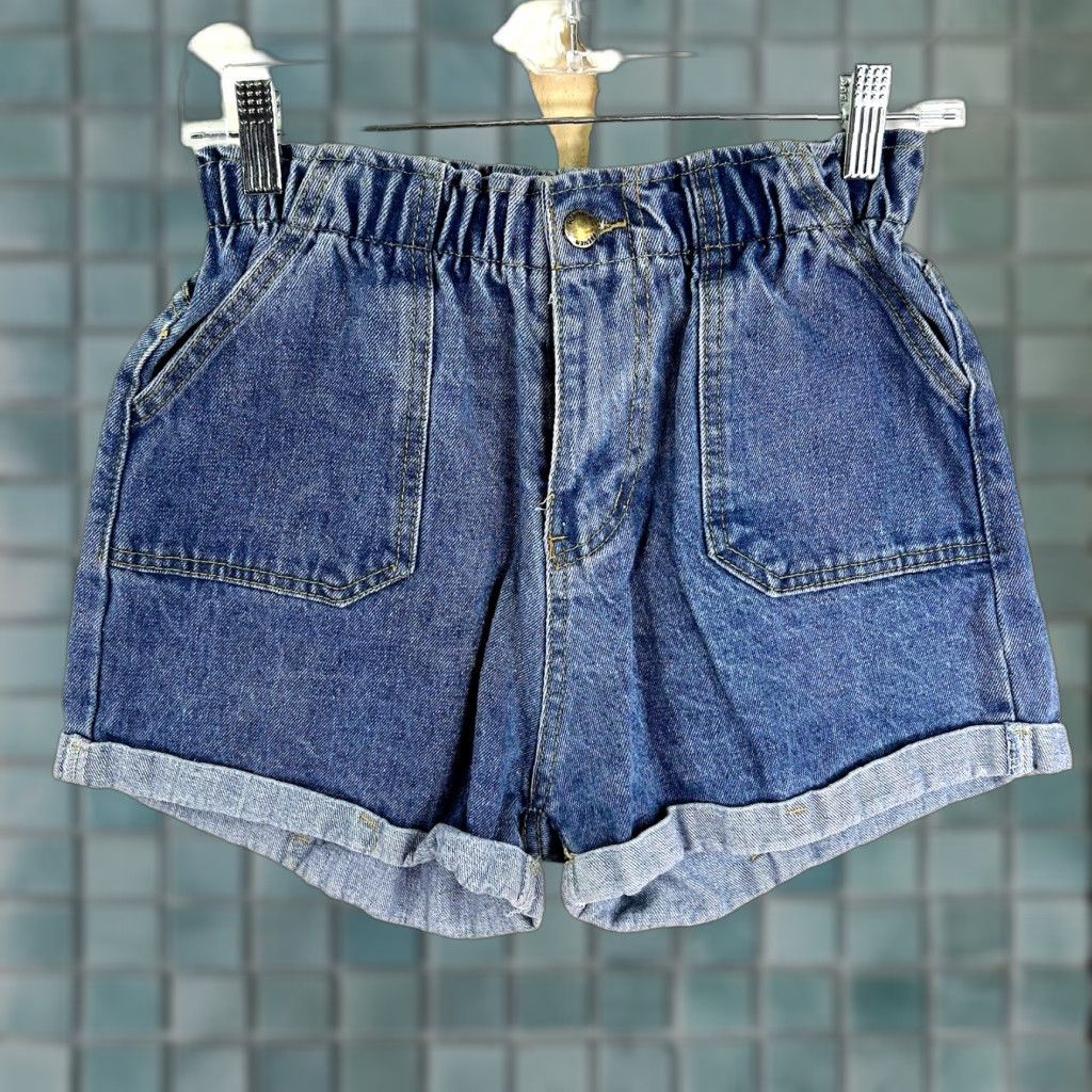 Vintage VINTAGE Heritage Shorts Women S Blue 28 High Rise Elastic Waist Denim 90s Retro Womens Size 28" / US 6 / IT 42 - 1 Thumbnail