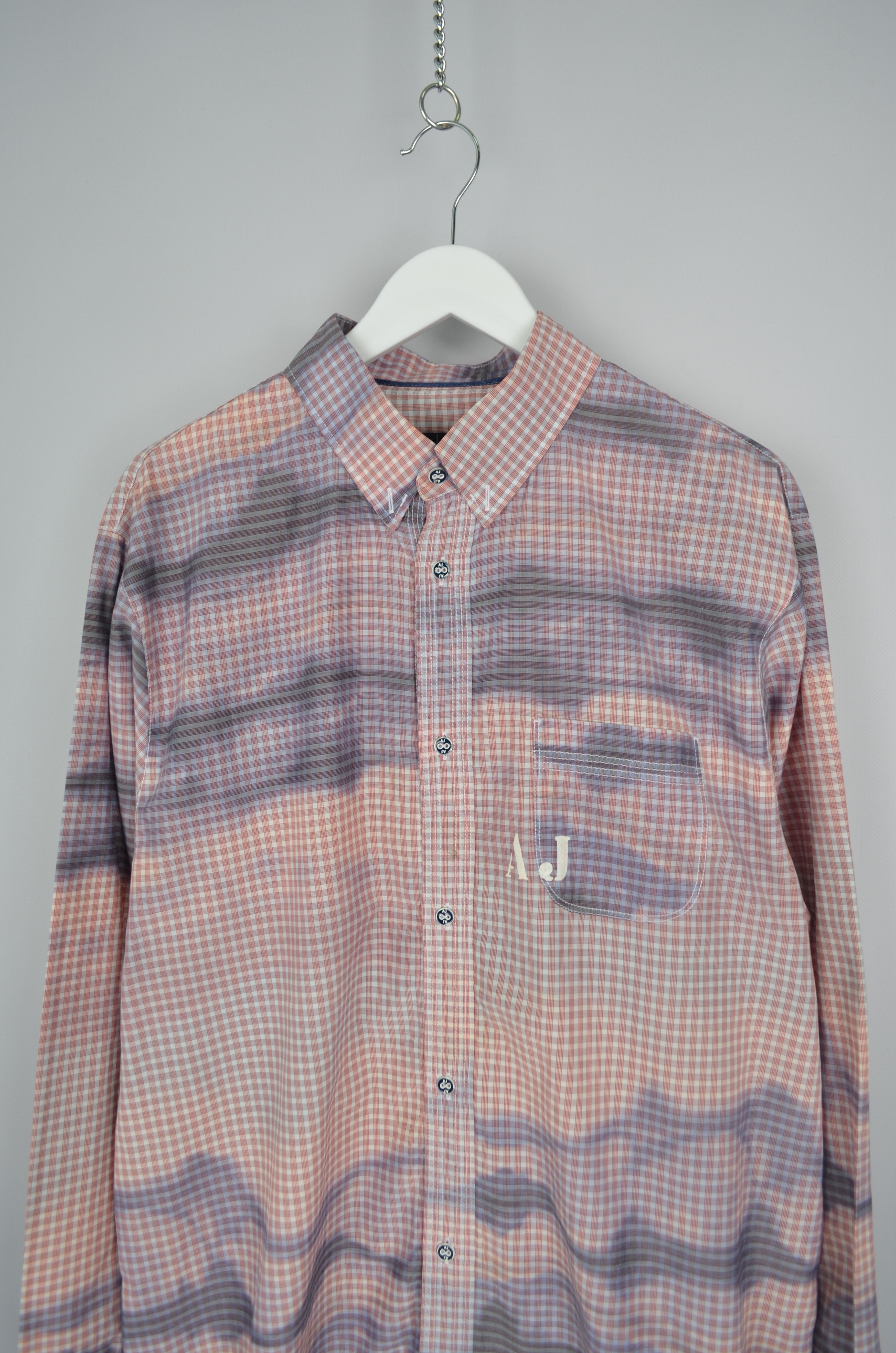 Armani × Vintage Vintage 90s Armani Jeans Check Logo Dyed Shirt Size XXL 2XL Size US XXL / EU 58 / 5 - 2 Thumbnail