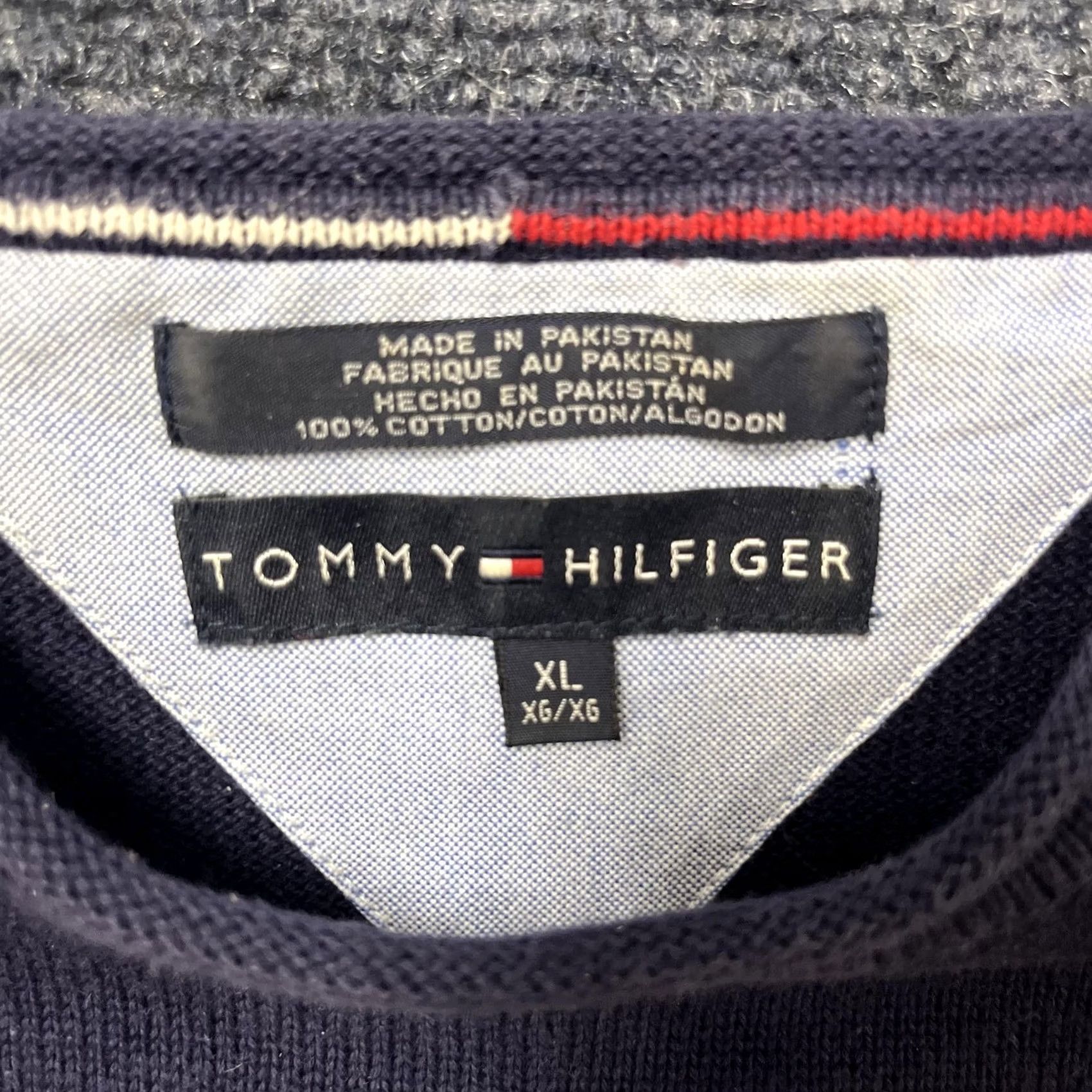 Tommy Hilfiger Tommy Hilfiger Sweater Mens XL Navy Crewneck Cotton Knit Pullover Chest Stripe Size US XL / EU 56 / 4 - 3 Thumbnail