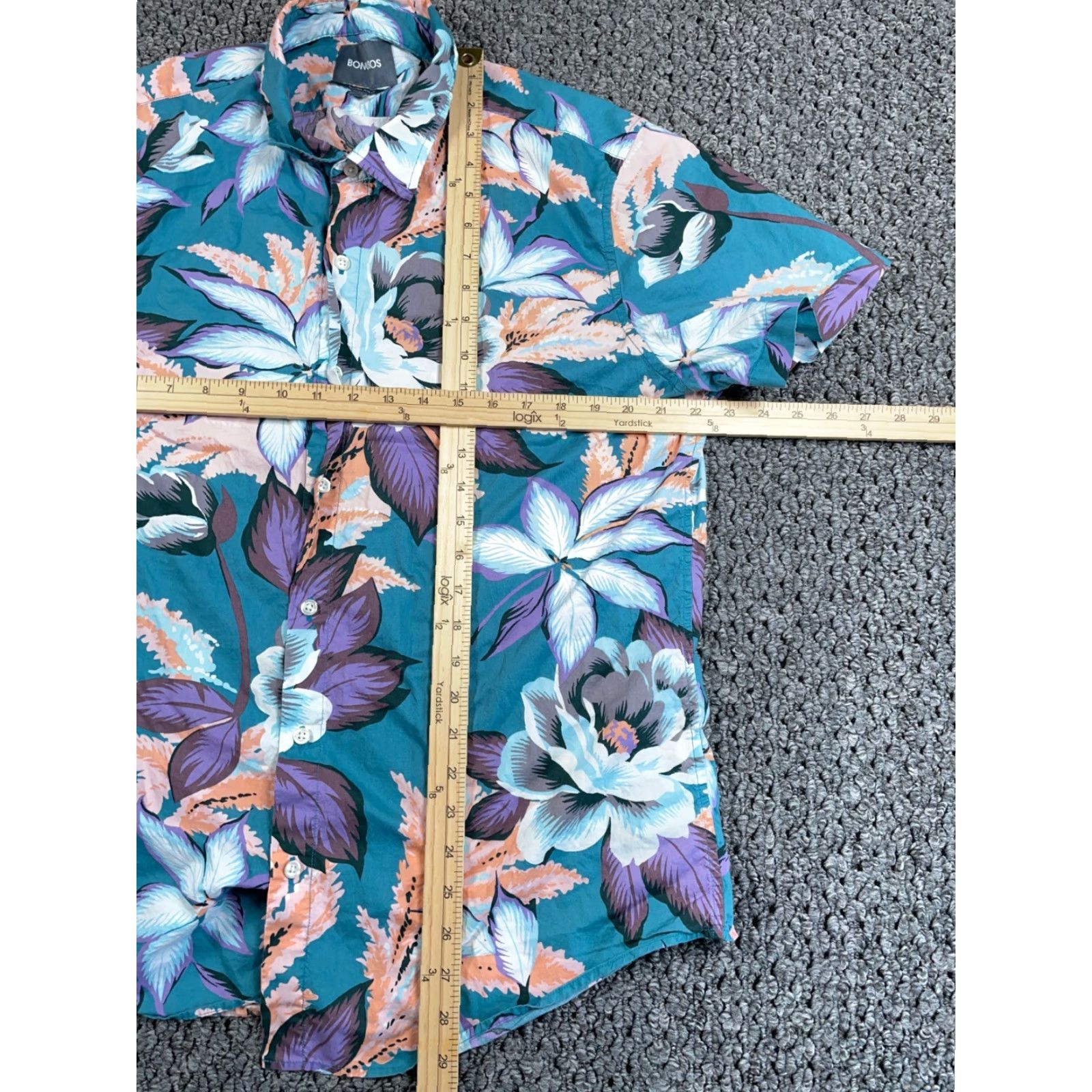 Bonobos Bonobos Shirt Adult XL Blue Purple Floral Pattern Slim Tailored Fit Cotton Mens Size US XL / EU 56 / 4 - 5 Thumbnail