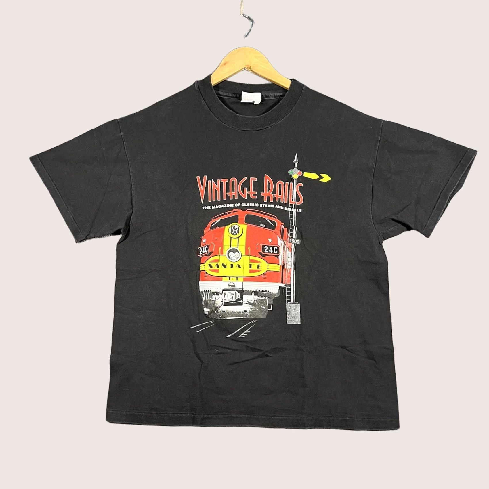 Hanes VINTAGE Hanes T-Shirt XL Black 90s Rebel Rails Single Stitch Crew Neck Short Sleeve Unisex Adults Transportation Retro 90s Classic Logo Made in USA Size US XL / EU 56 / 4 - 1 Thumbnail