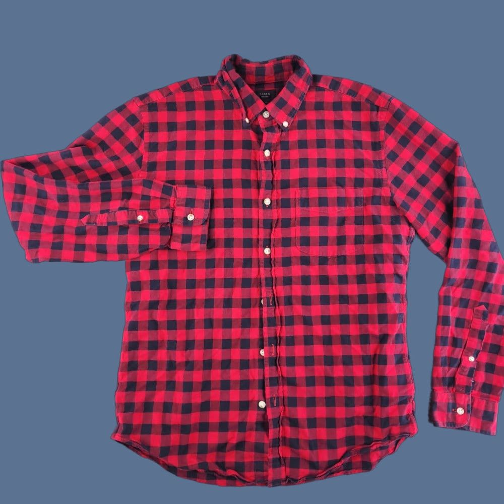 J.Crew J.CREW Shirt Mens Medium Red Check Oxford Flannel Long Sleeve Button-Up Size US M / EU 48-50 / 2 - 1 Thumbnail