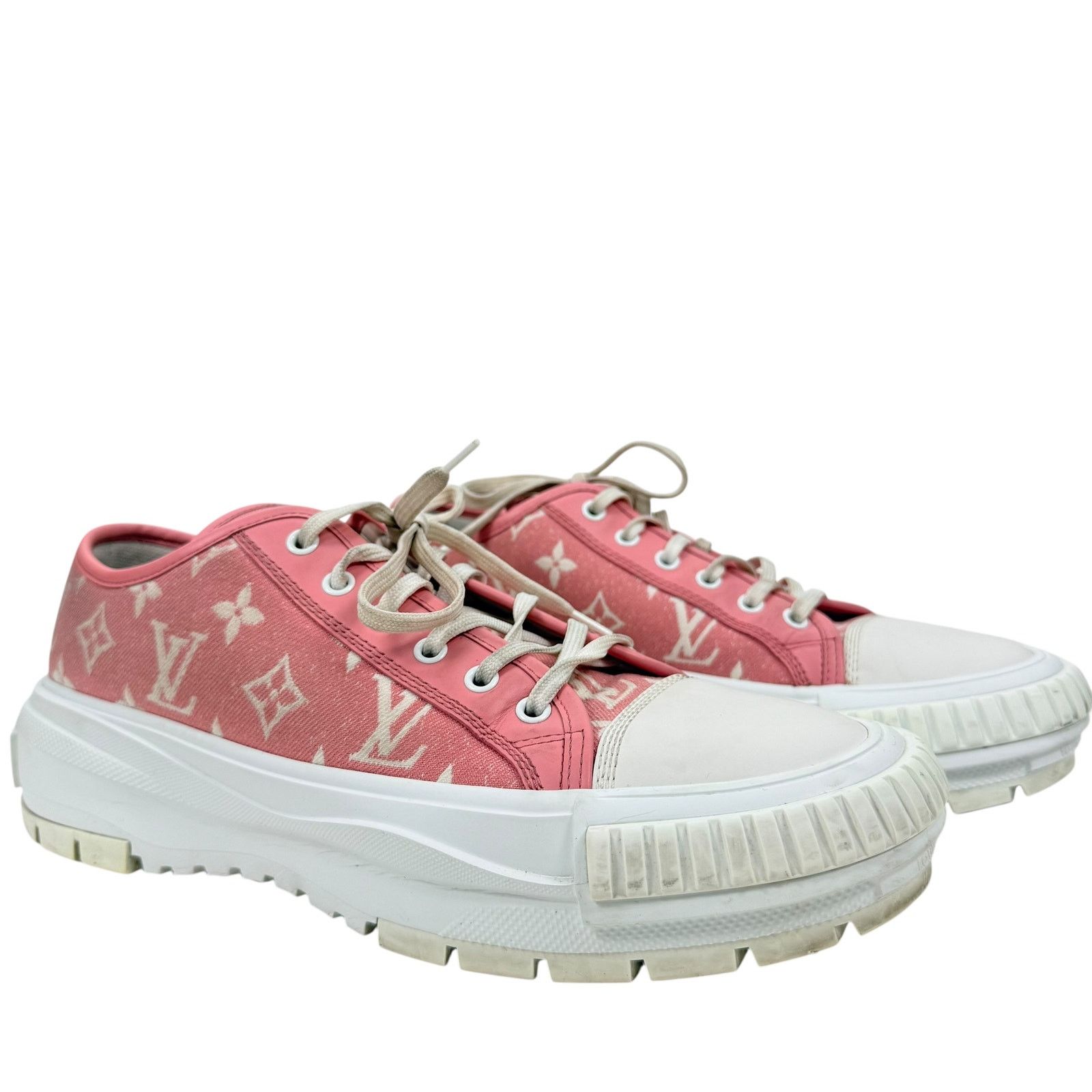 Louis Vuitton Louis Vuitton Monogram Pink Cotton Denim Low Top Sneakers 42 Size US 12 / IT 42 - 2 Thumbnail