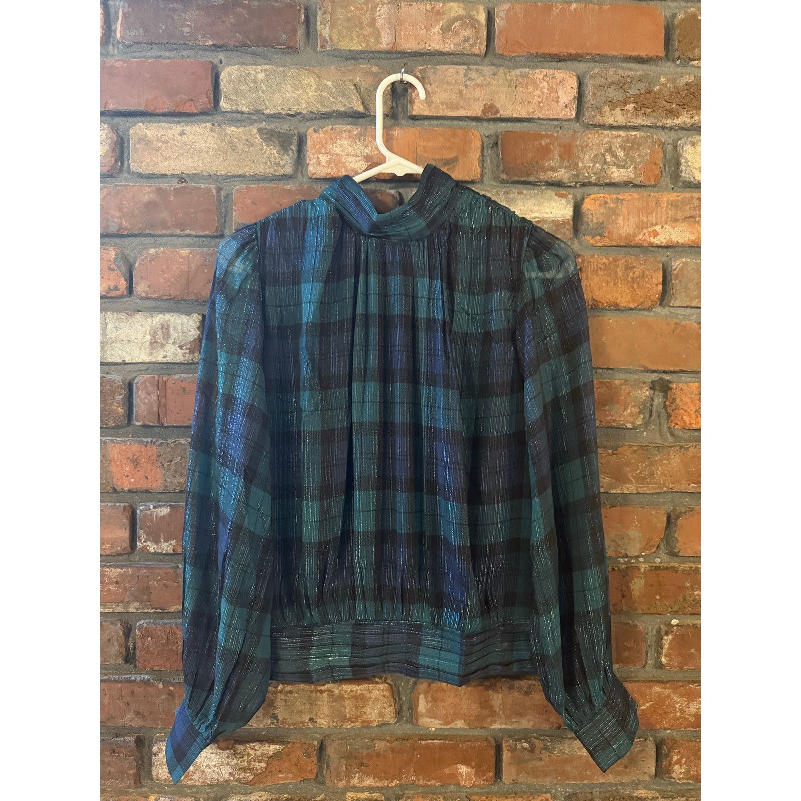 Ann Taylor Ann Taylor Petite Tartan Shirred Mock Neck Popover Top Size M / US 6-8 / IT 42-44 - 1 Thumbnail