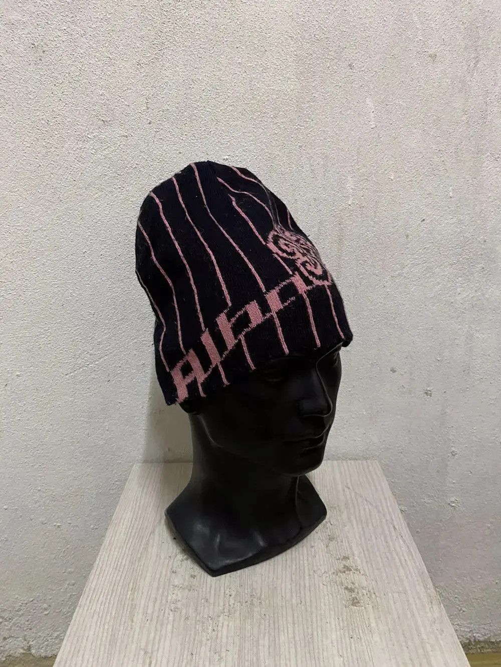 ALBA Vintage Alba Spell out Striped Beanie Hat Size ONE SIZE - 3 Thumbnail