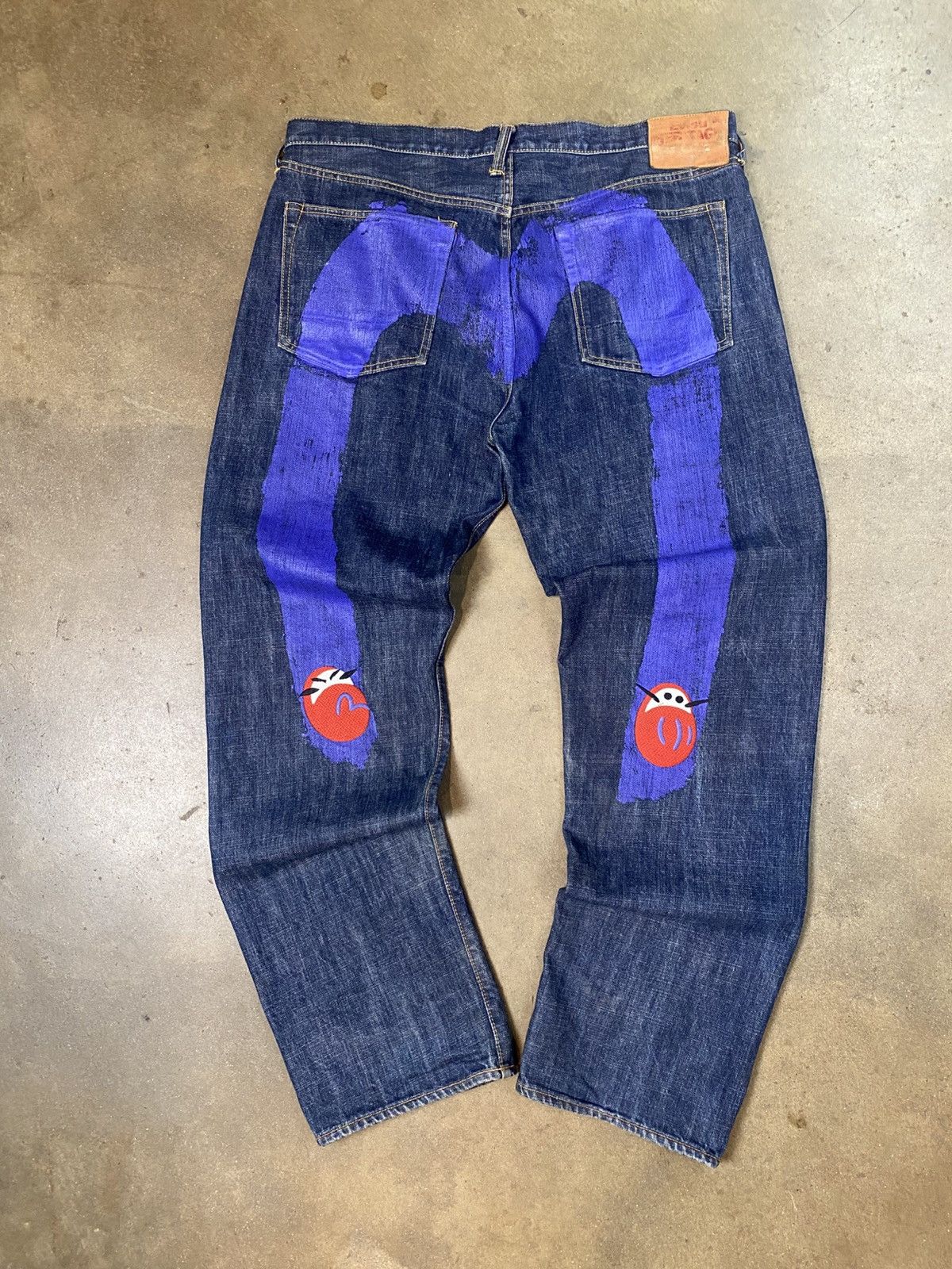 Rare Baggy Evisu Dark Wash Jeans w/ Embroidery - Main Image