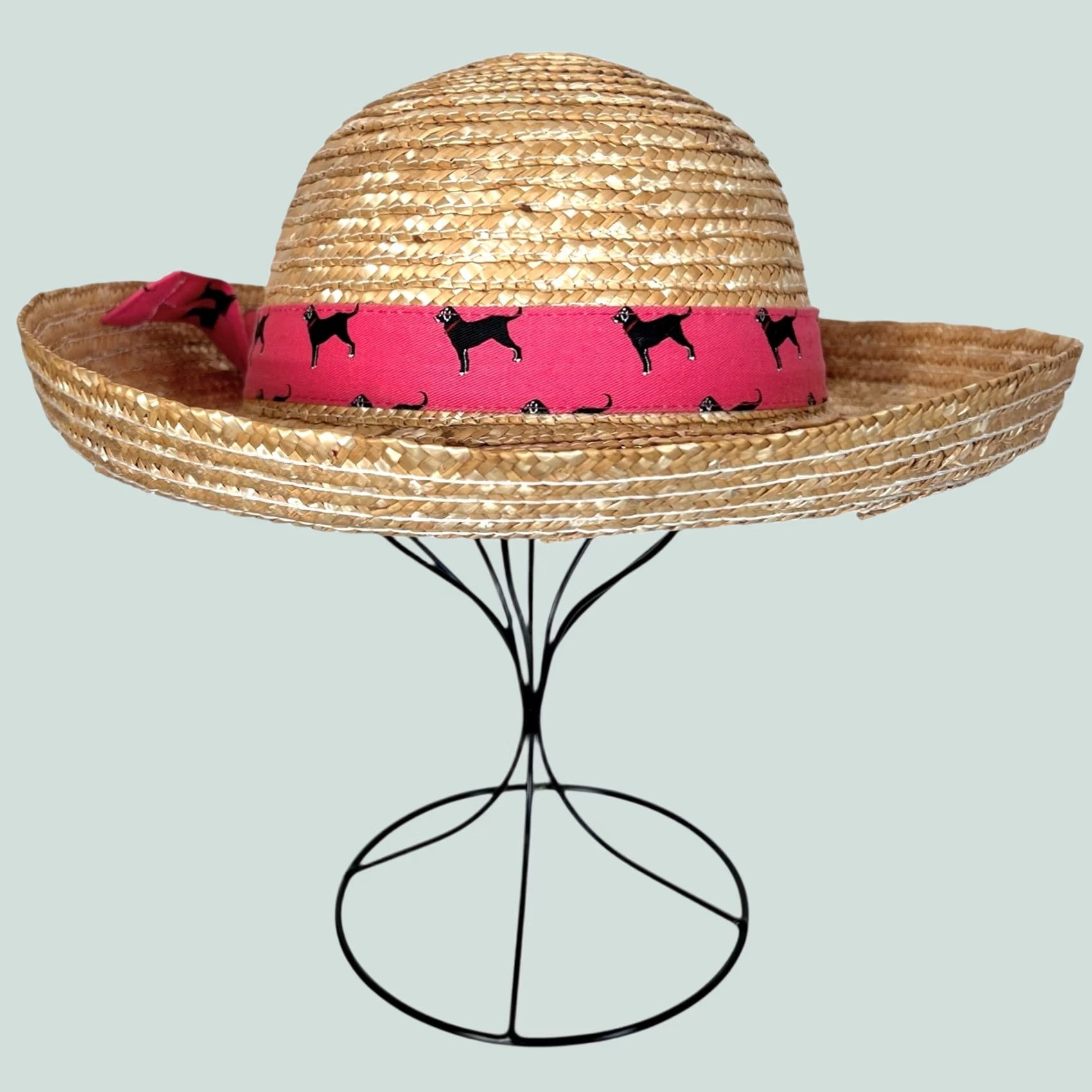Pinko The Black Dog Straw Hat Derby Sun Beige Pink Ribbon Band Bow Womens One Size Size ONE SIZE - 1 Thumbnail