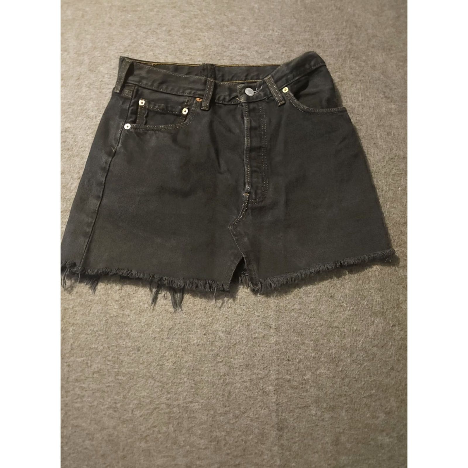 Levi's VINTAGE Levi's Skirt Womens 4 Denim High Rise Black Button Fly Pockets 501 UK 90s Bohemian Short Mini Mens? Size 27" / US 4 / IT 40 - 4 Thumbnail