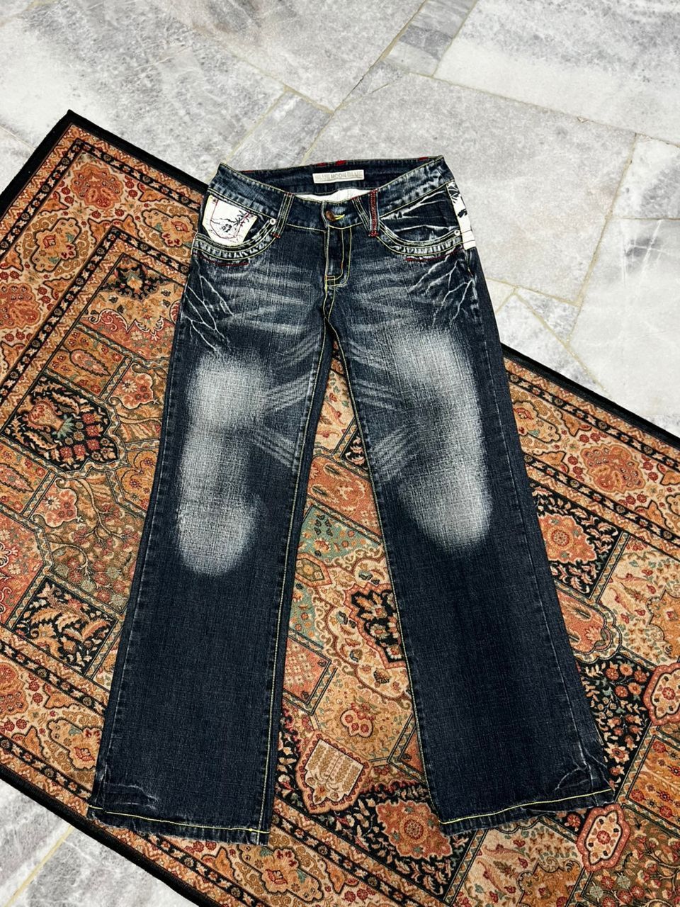 Japanese Brand Blue Moon Blue Hawaii Motif Denim Jeans Size US 29 - 2 Thumbnail