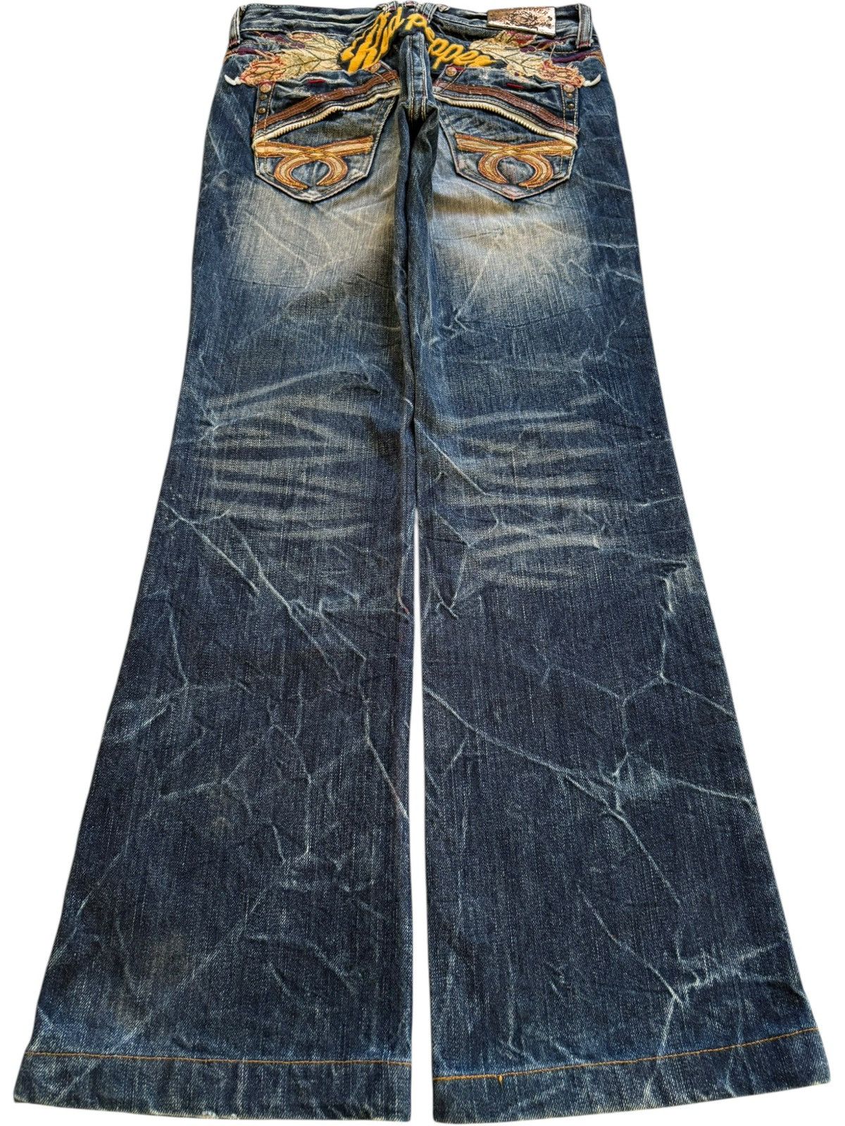 Japanese Brand Vintage Red Pepper Double Wings Embellished Flare Jeans Size US 28 / EU 44 - 1 Thumbnail