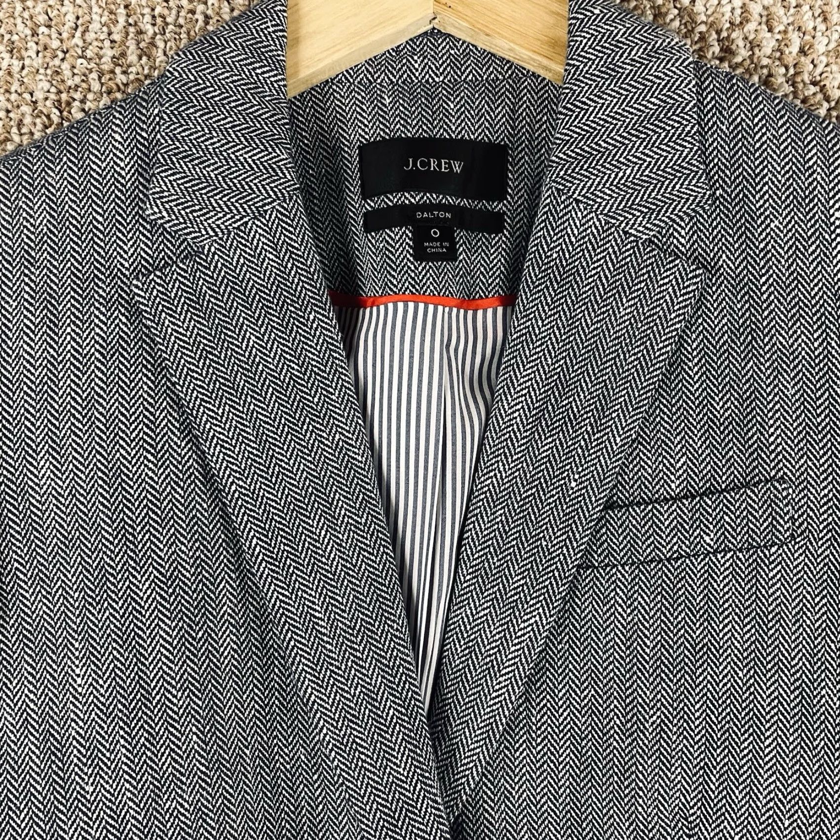 J.Crew J.CREW Dalton Blazer Womens 0 Herringbone Linen Blend Blue Button Jacket Regular Pockets Lined Short Sleeve Navy/Blue (Office, Workwear) Womens Size XS / US 0-2 / IT 36-38 - 2 Thumbnail