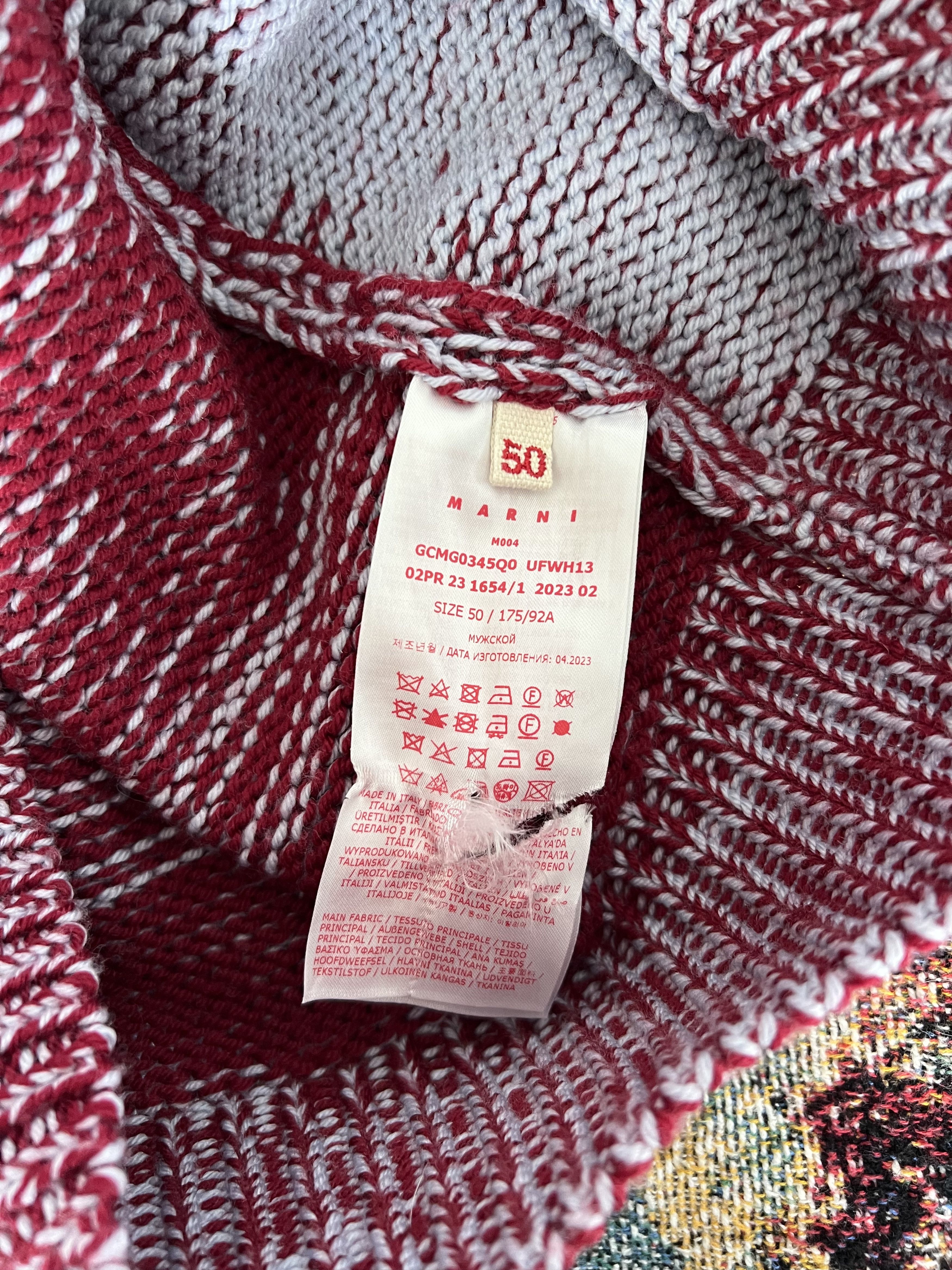 Marni Marni Jacquard Round Neck Wool Sweater in Red Size US M / EU 48-50 / 2 - 8 Thumbnail