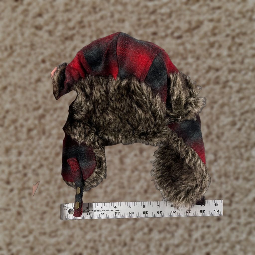 Walmart VINTAGE Trapper Hat Men One Size Red Plaid Acrylic Polyester Faux Fur Ear Flap Knit Lightweight Adjustable Casual Hunting Outdoor December 90s? Size ONE SIZE - 1 Thumbnail