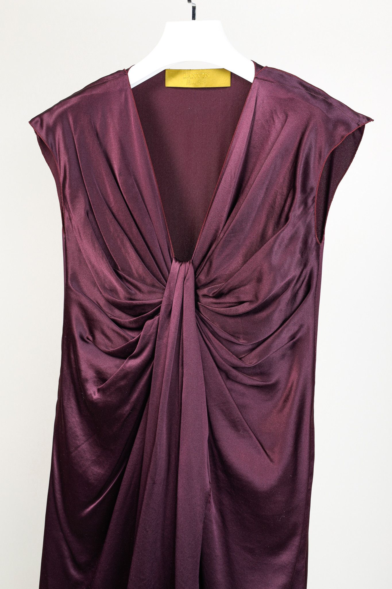 Lanvin Lanvin Winter 2007 Purple Wine Silk Midi Drape Front Dress Size M / US 6-8 / IT 42-44 - 2 Thumbnail