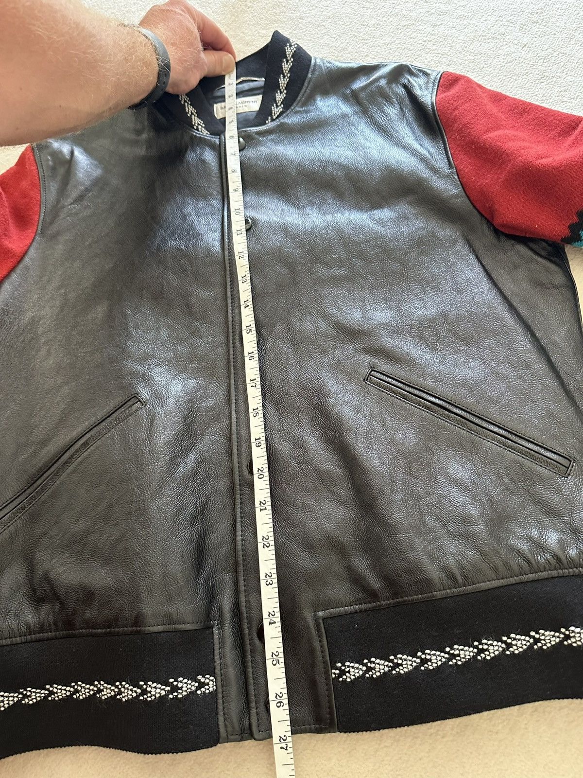 Saint Laurent Paris Saint Laurent leather teddy jacket 50 blue red black Size US M / EU 48-50 / 2 - 6 Thumbnail
