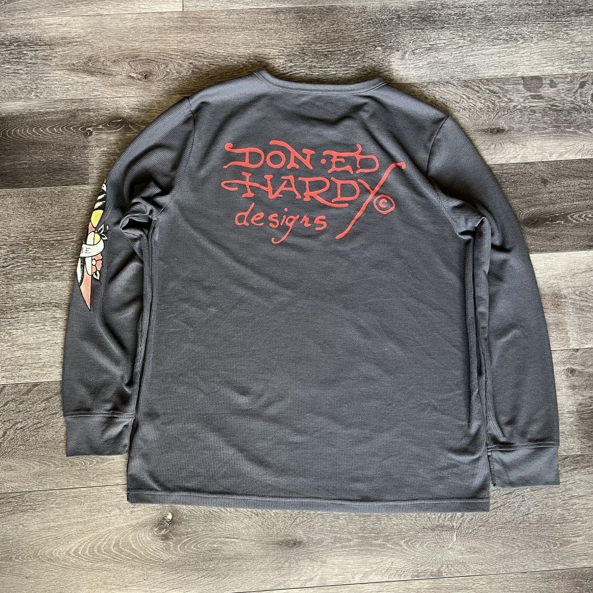Ed Hardy Vintage 2000s Ed Hardy Dragon Dagger Thermal Longsleeve Tee Size US L / EU 52-54 / 3 - 2 Thumbnail