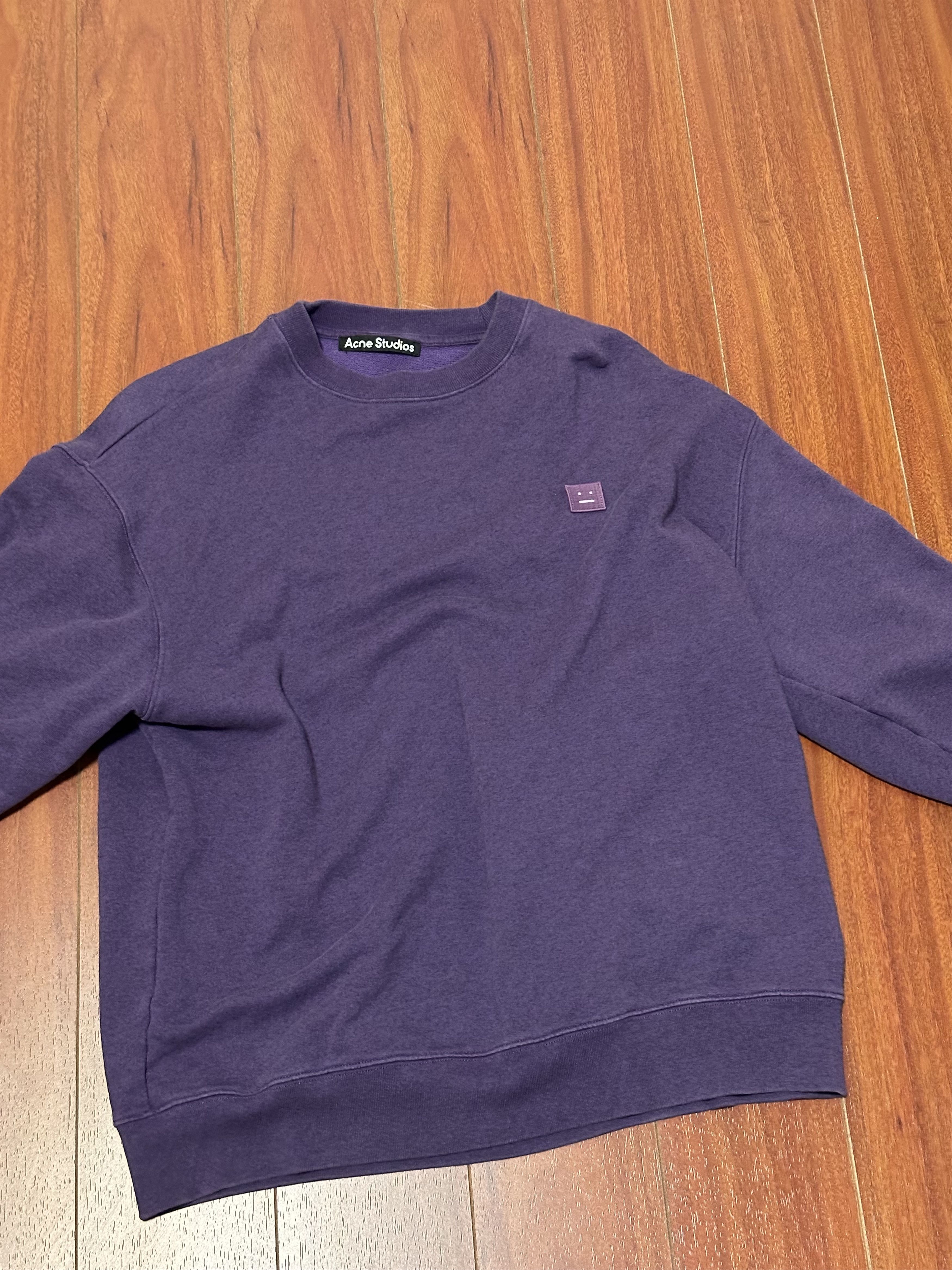 image of Acne Studios Face Patch Crewneck Sweatshirt in Dark Purple, Women's (Size XS)
