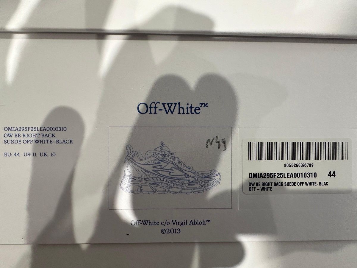 Off-White OFF-WHITE - Be Right Back Sneakers Back Suede White Black Size US 11 / EU 44 - 8 Thumbnail