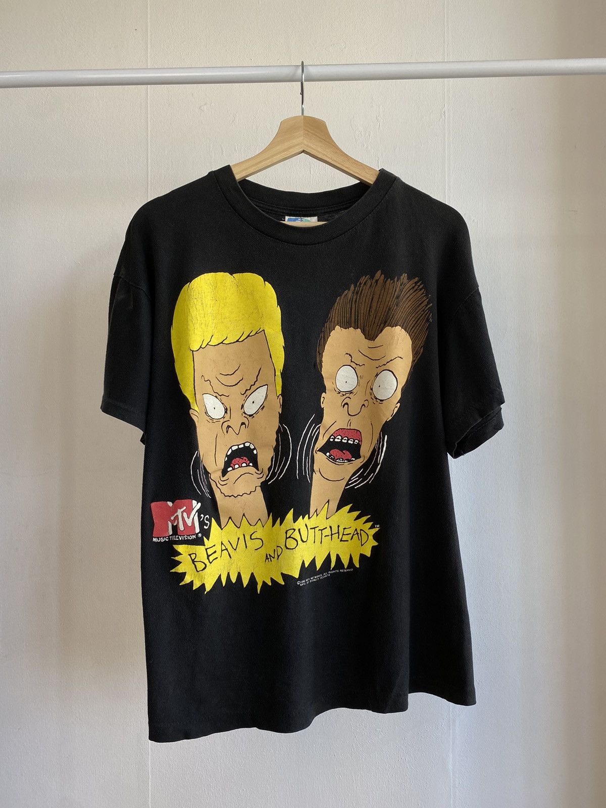 image of Grail x Mtv Vintage 1993 Beavis & Butthead Mtv Tee in Black, Men's (Size XL)