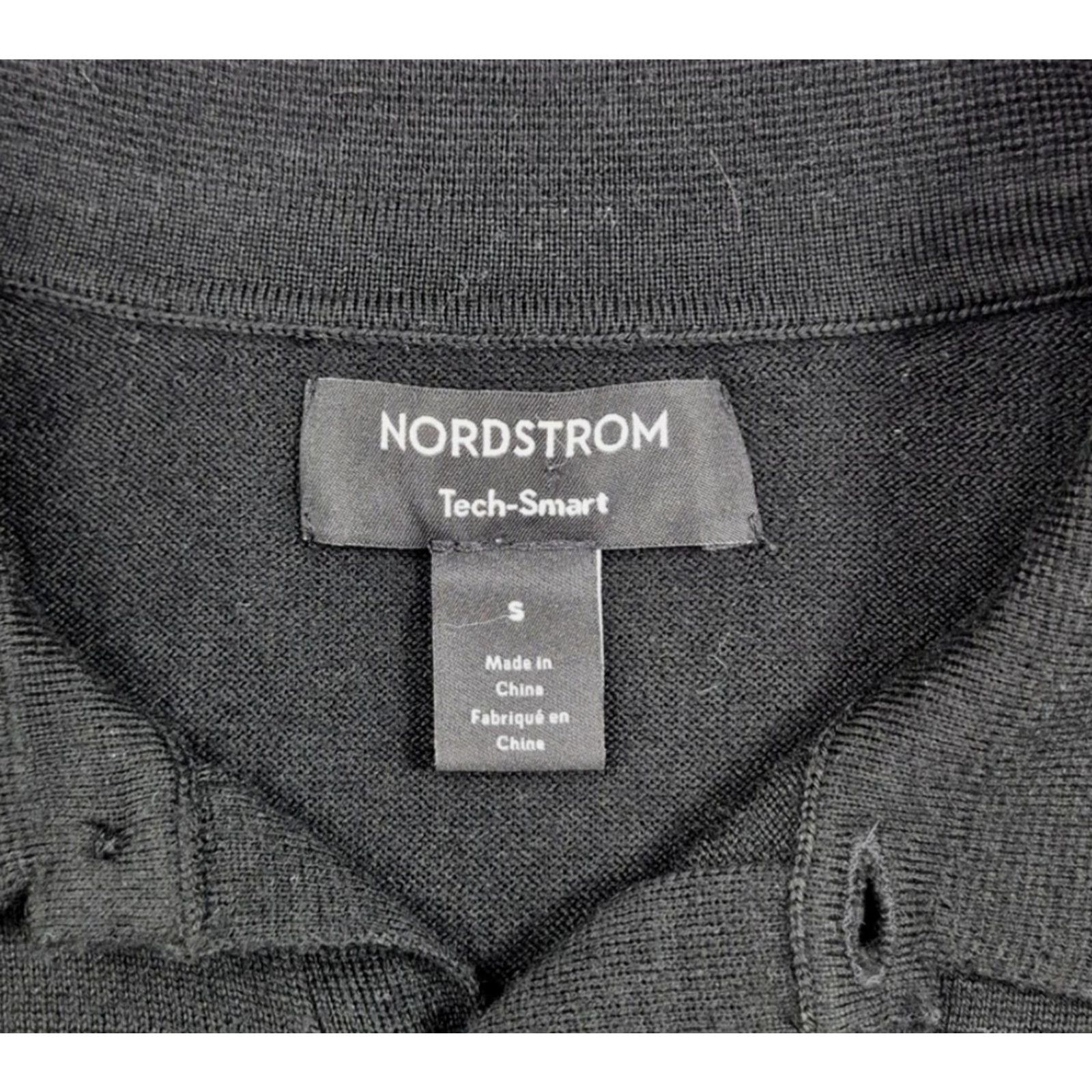 Nordstrom Nordstrom Mens Small Black Tech-Smart Collared Knit Wool Blend Pullover Sweater Size US S / EU 44-46 / 1 - 5 Thumbnail