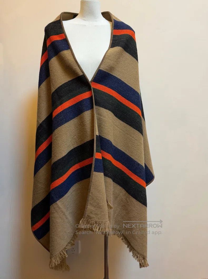 Hermes Hermes Striped Cashmere Multicolor Large Shawl Fringe Scar Size ONE SIZE - 2 Thumbnail