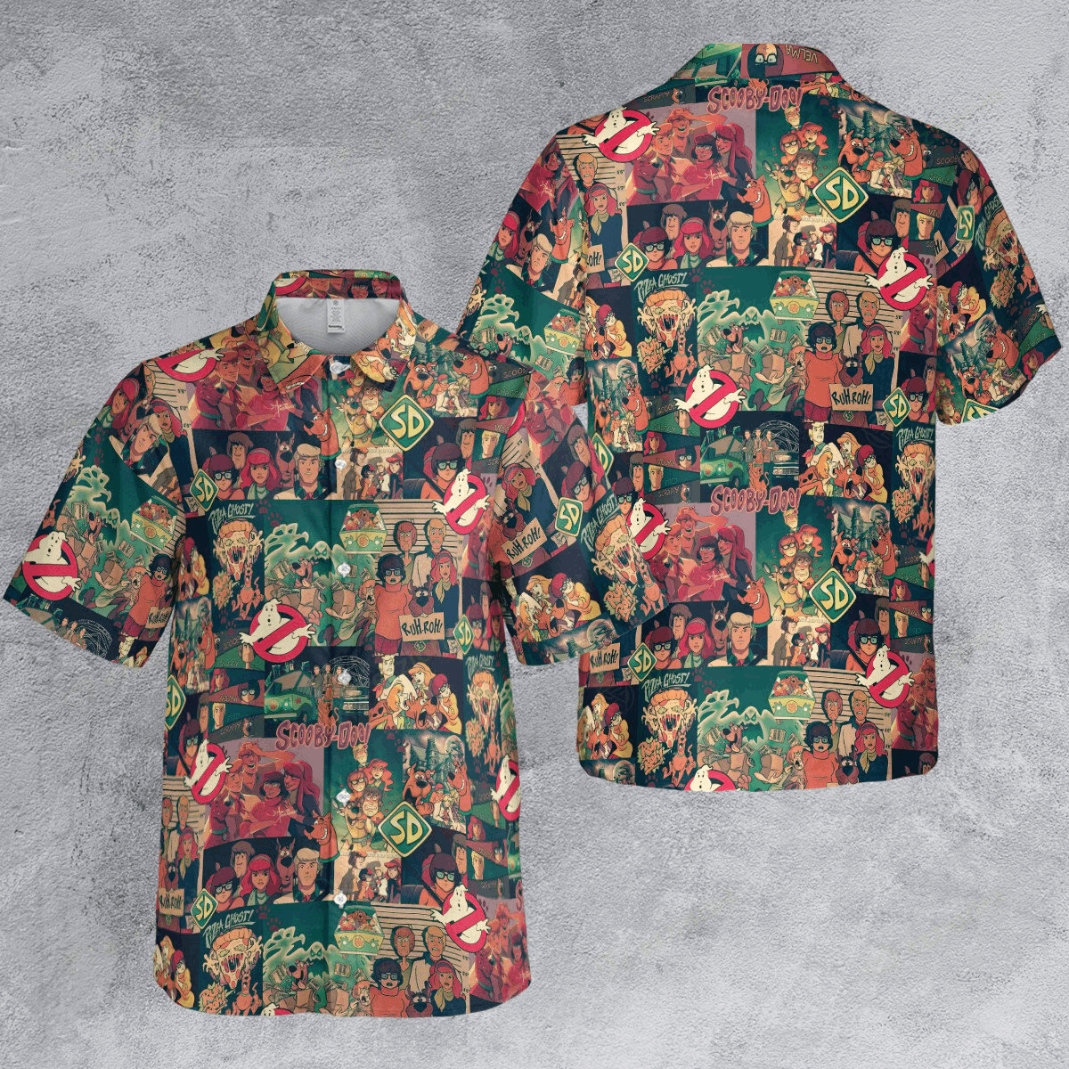 Designer × The Unbranded Brand Pizza Ghost Scooby-Doo Button Down Shirt Size US M / EU 48-50 / 2 - 4 Thumbnail