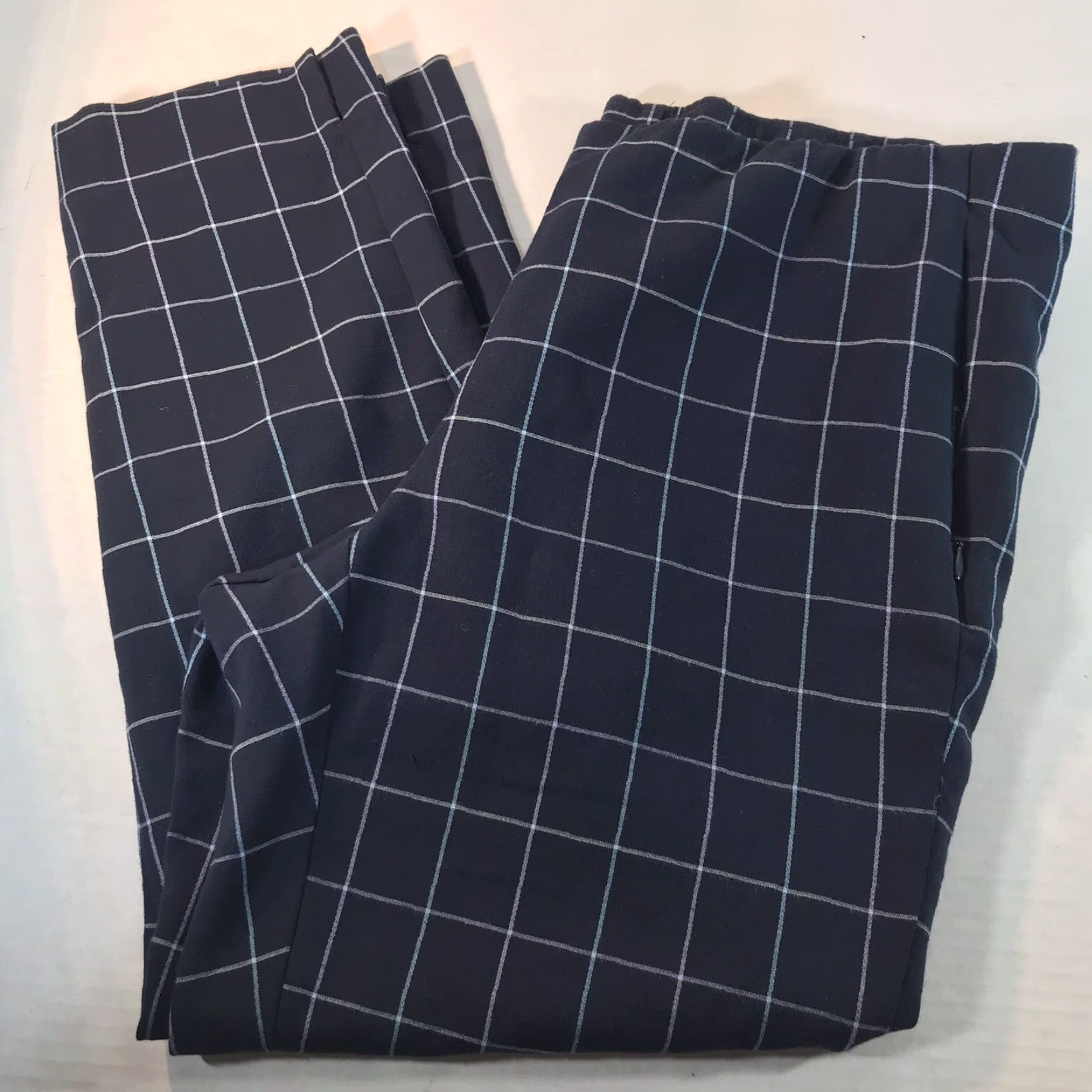 J. Jill J. Jill Skinny Pants Womens 14P Petite Chino Knit Plaid Blue Elastic Waist Flat Front Size 14P Inseam 26in Slit Pockets Modern Casual Workwear Size 36" / US 14 / IT 50 - 2 Thumbnail