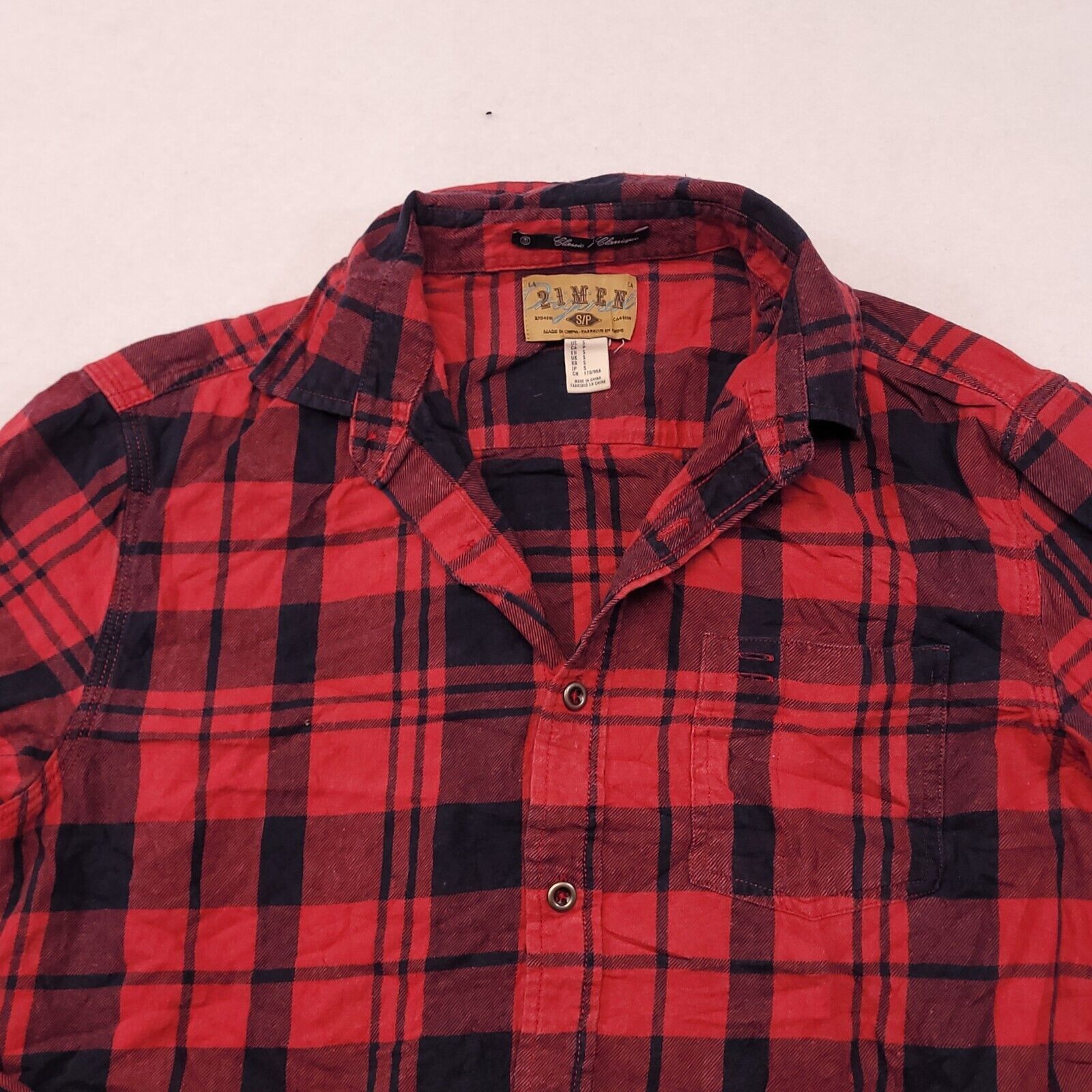 21 Men 21 Men Madras Flannel Button Up Shirt Mens Size S Red Black Size US S / EU 44-46 / 1 - 1 Thumbnail
