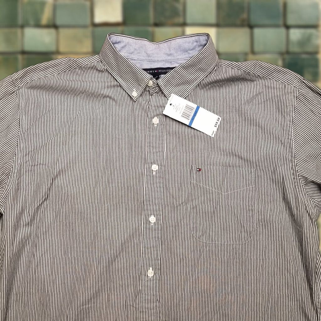 Tommy Hilfiger Tommy Hilfiger Shirt Men XL Black White Striped Long Sleeve 100% Cotton Button-Up, Casual, Mens Size US XL / EU 56 / 4 - 1 Thumbnail