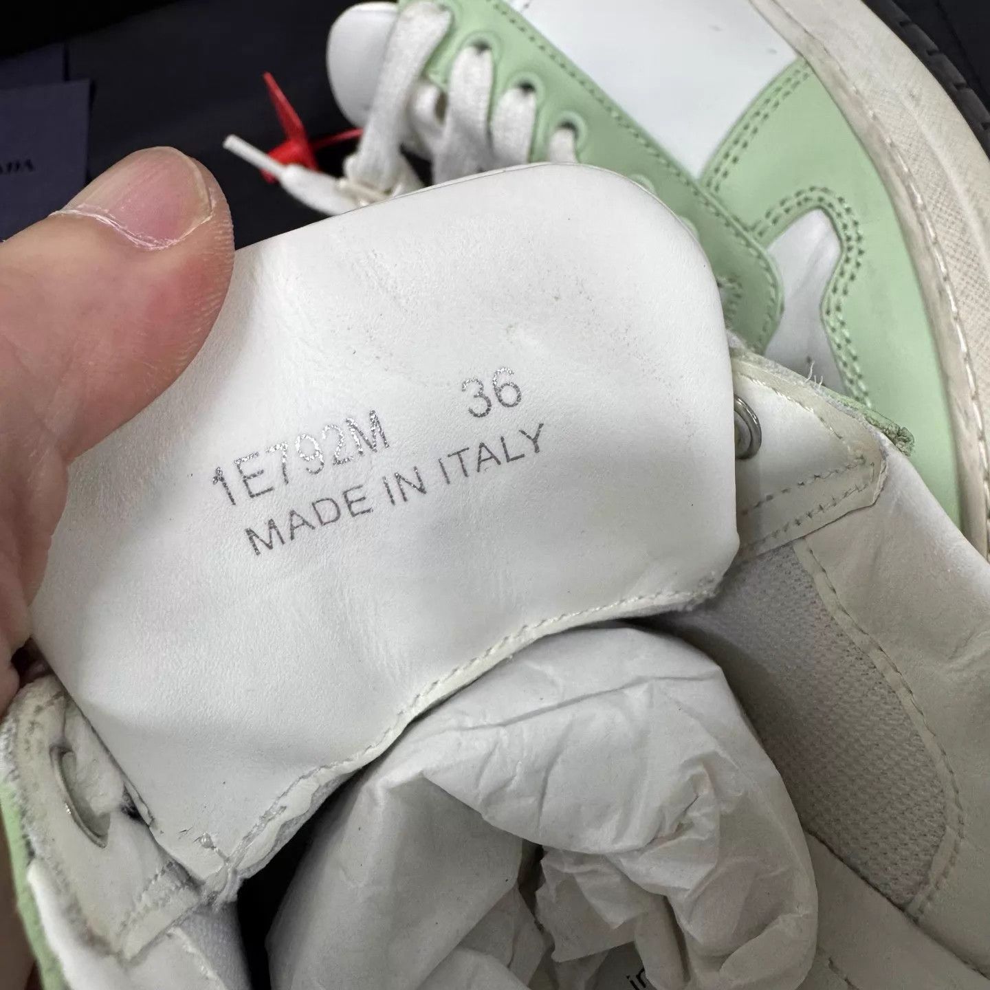 Prada Prada White Green Triangle & Letter Logo Sneakers Size US 5.5 / IT 35.5 - 7 Thumbnail
