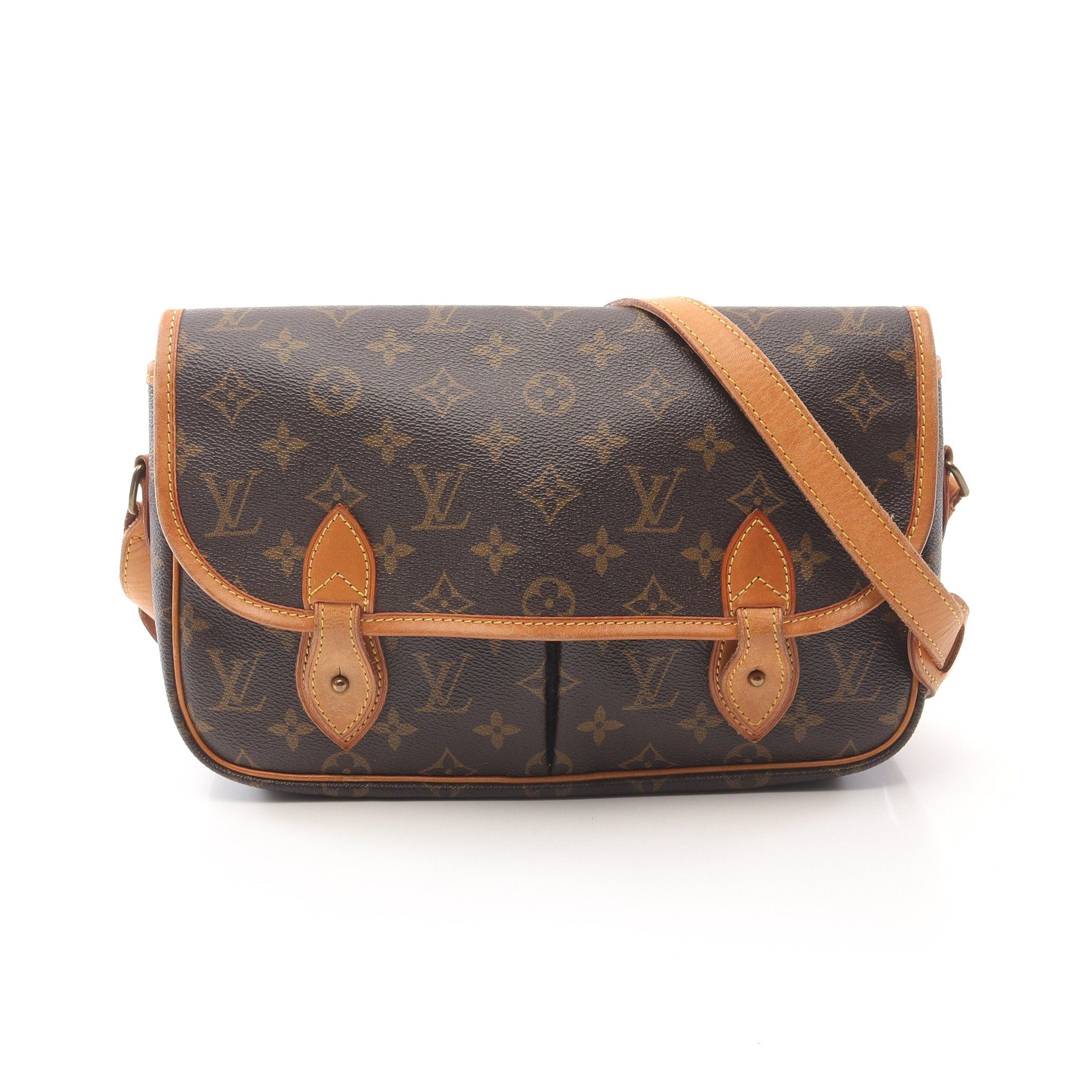 Louis Vuitton Gibeciere Mm Monogram Shoulder Bag Leather Brown
